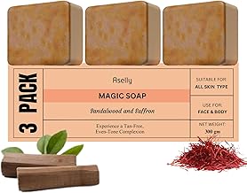 Tan Removal Sandalwood & Saffron and Coconut oil Magic Soaps For Bath | Paraben Free | Chandan & Kesar Bath Soap | Handmade Soaps For Glowing | Skin Brightening Soap (pack of 3)