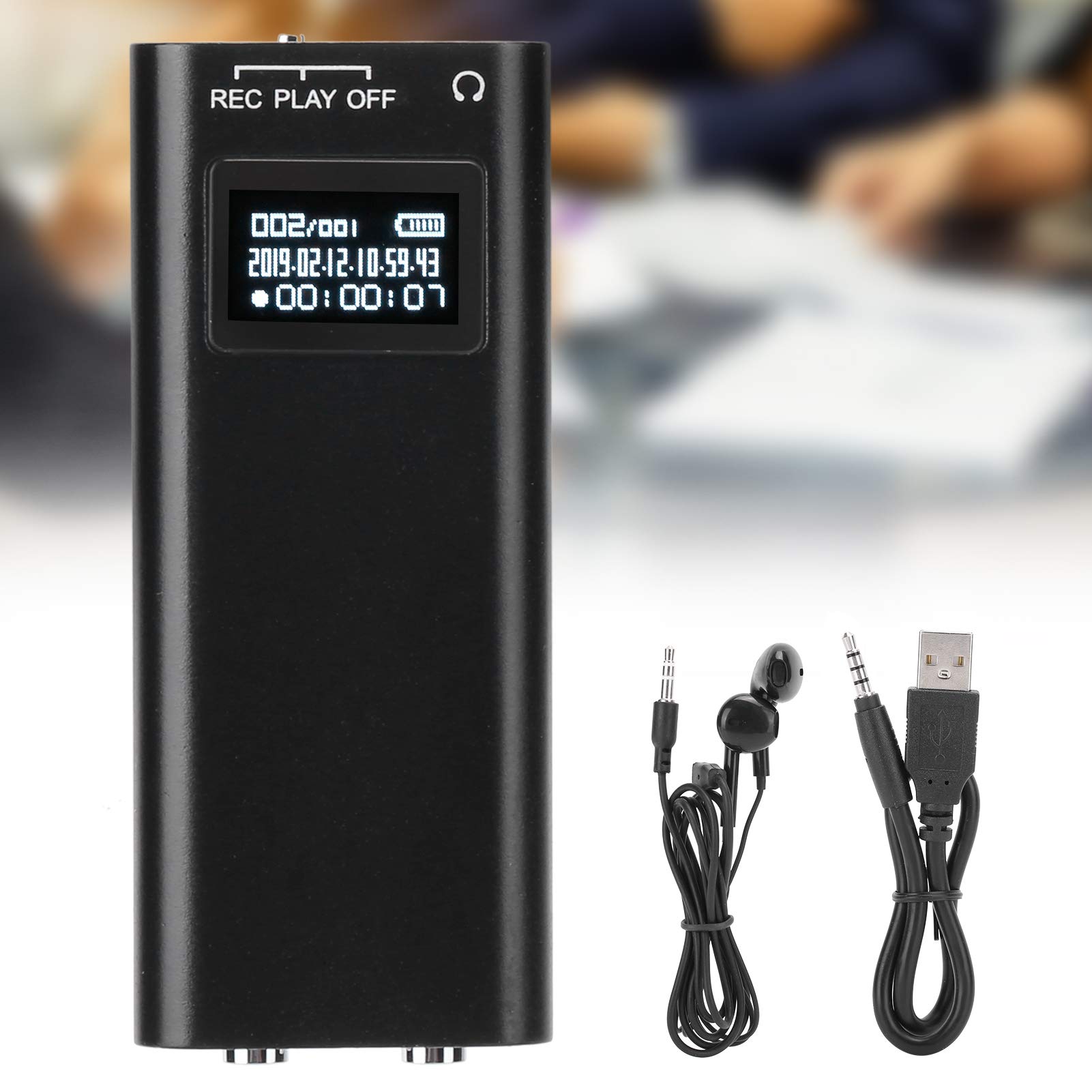 03 Cyfrowy dyktafon głosowy, mini rejestrator audio, mały rozmiar i lekki dla studentów dorosłych (32 GB)