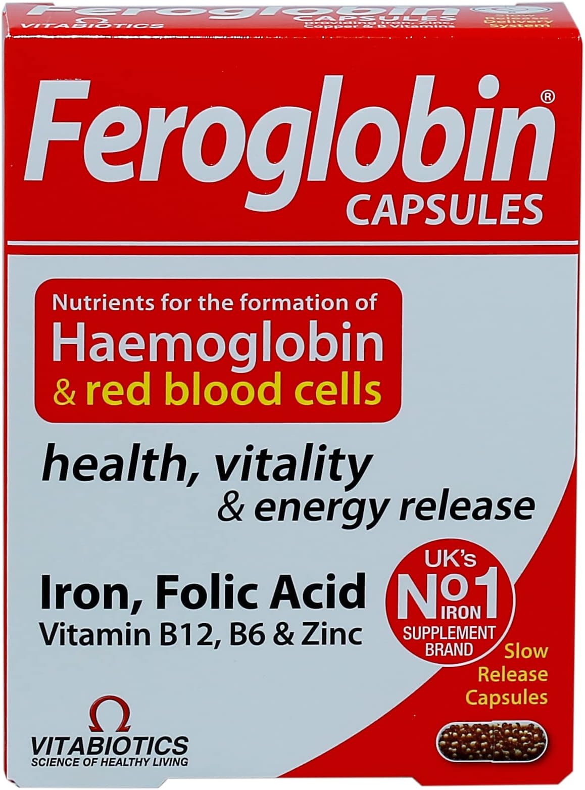 – Feroglobin Original 30 Capsules | Gentle Iron Supplement - Support Iron Deficiency, Anemia & Blood formation, Boost Energy, Immunity & Vitality while reducing Fatigue & Tiredness