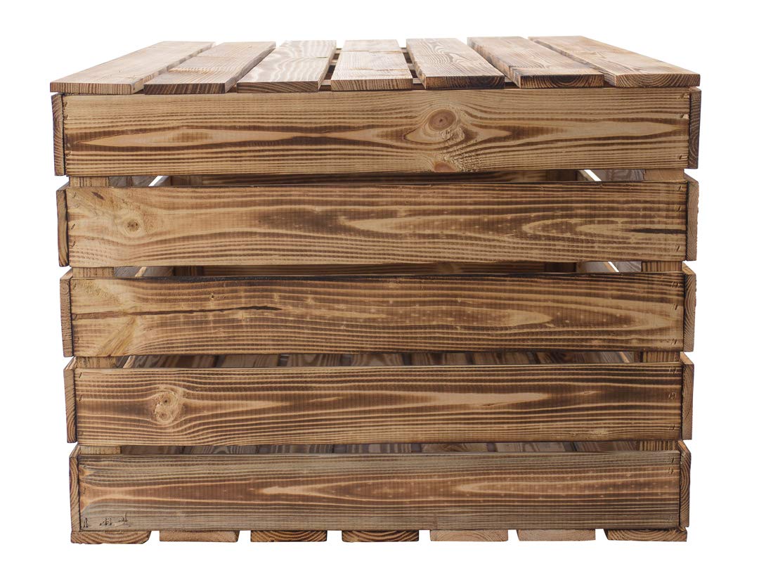 Holztruhe mit Deckel Truhe Couchtisch im Landhausstil, Stauraum für Decken, Kissen im Schlafzimmer (80x50x39cm groß geflammt)
