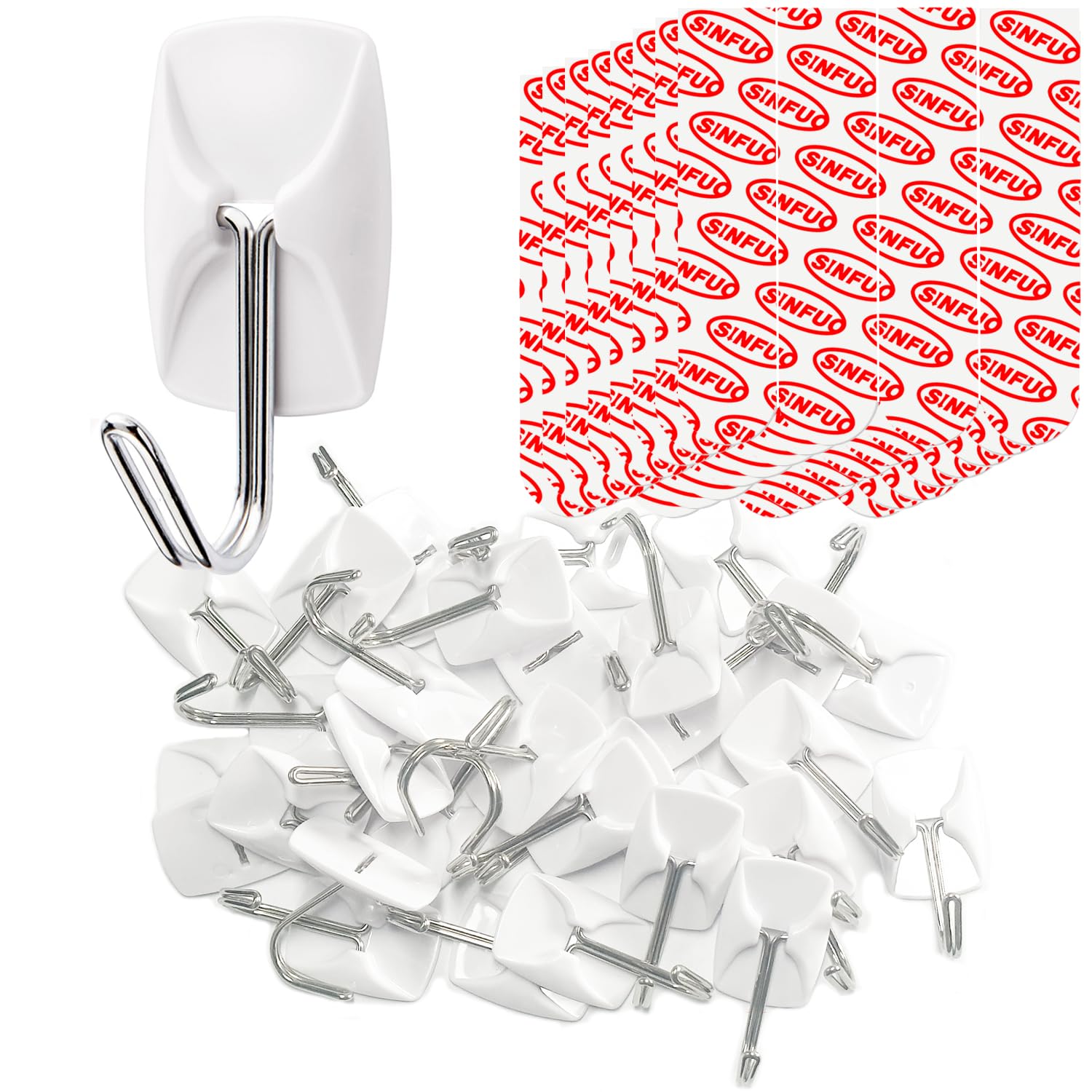 Sponsored Ad - Wire Hooks for Wall Small 32 Hooks, Heavy Duty Wall Hooks with 32 Strips, Damage Free Adhesive Hooks for Key Holder, Coat, Door, Shower Hanging