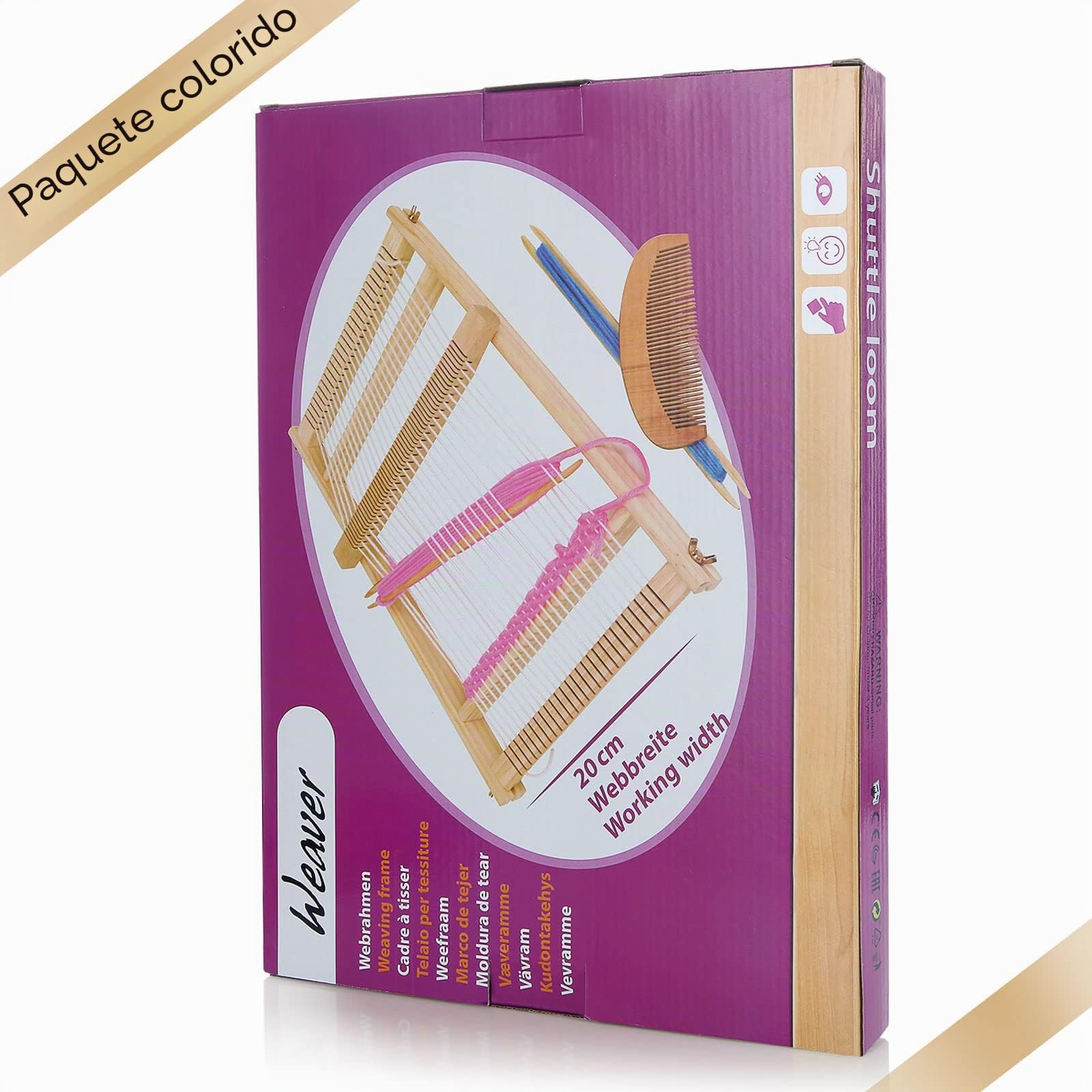 JMIATRY Kit de Telar para Adultos Principiantes, 40 x 30 cm, Marco Grande de Madera para Tejer, Multimanualidades, Punto a Mano
