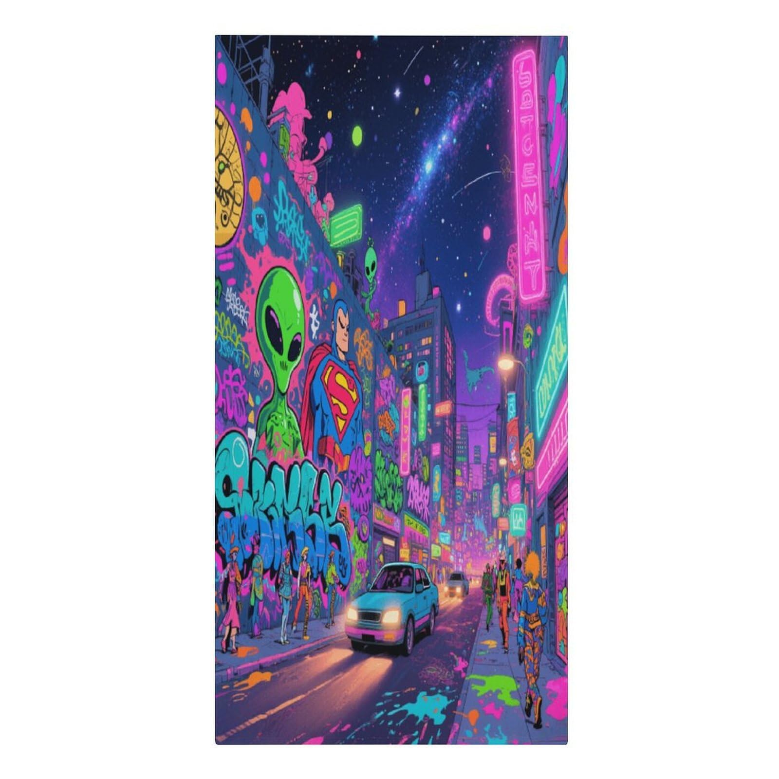 Fekiloot Men's Style Graffiti City Large Beach Towel, Travel Towel For Adults Wo, Pool Towels For Beach, Camping, Swim Pool, Gym, Sports& Yoga 61.4"X30.3"
