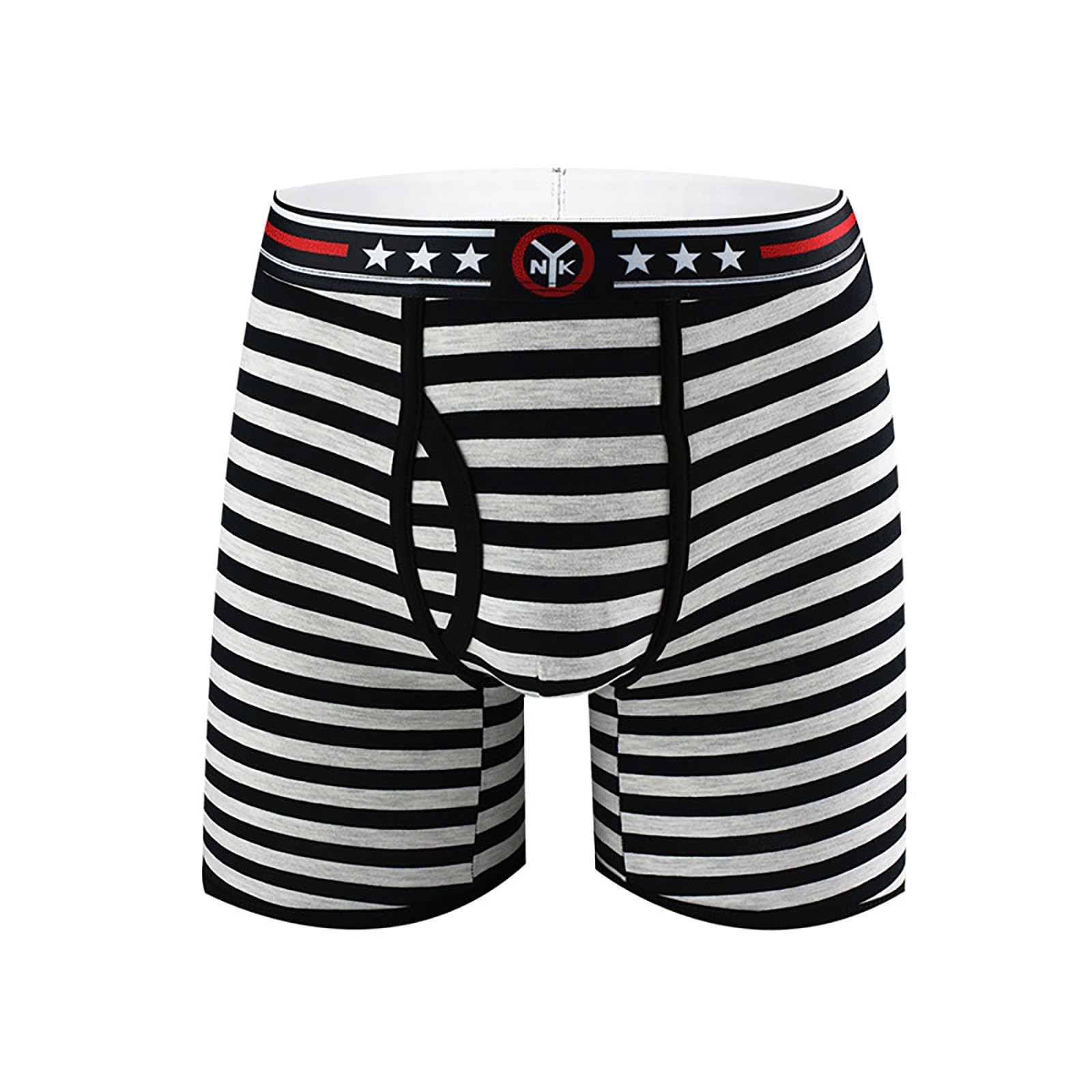 Mens Striped Underwear Classic Boxers Soft Loose Comfortable Breathable Boxer Lounge Loose Stretch Short Grey