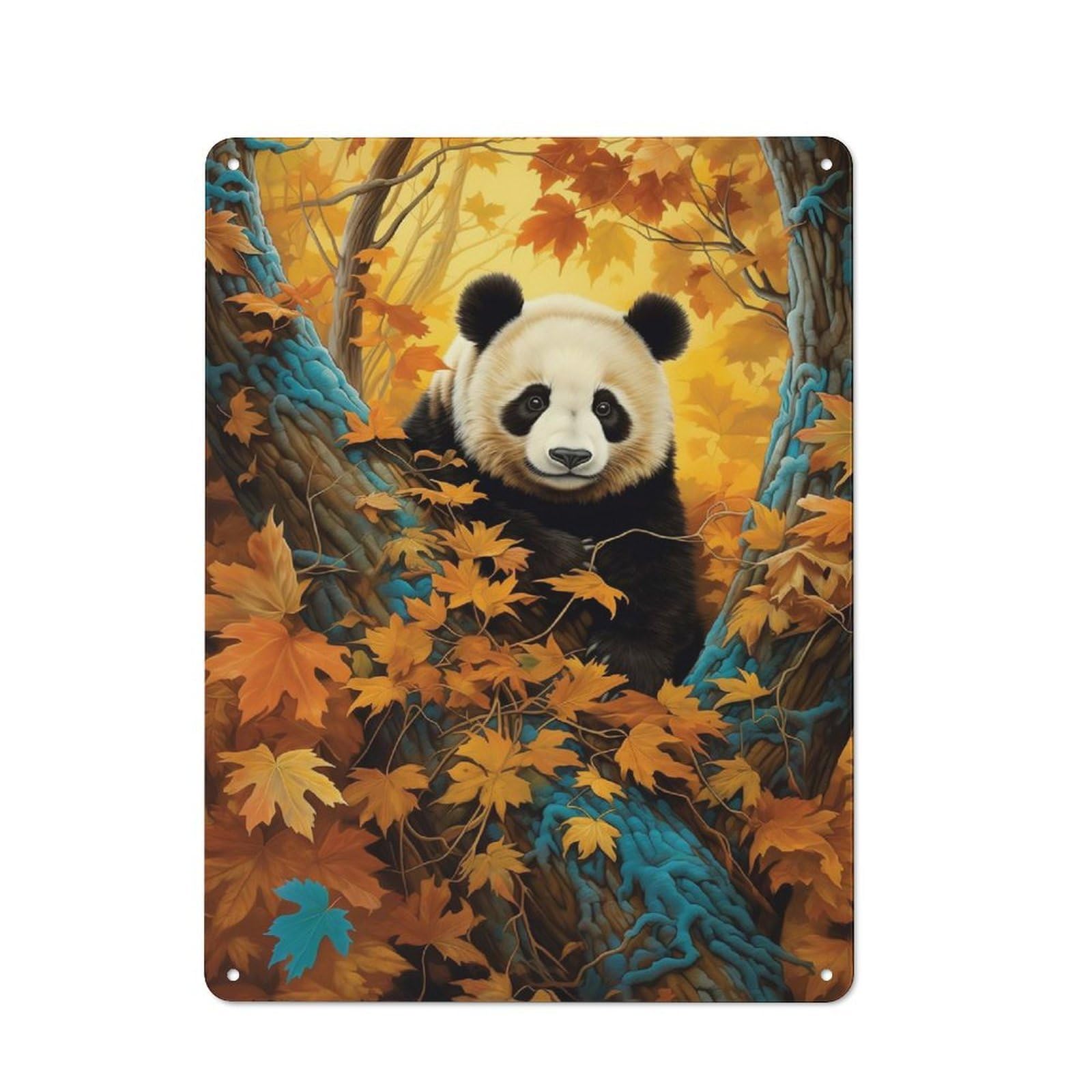 Panda Paradise Retro Metal Wall Decor 40x30cm, Retro Metal Sign for Garage, Hobby Room, Office Or Man Cave