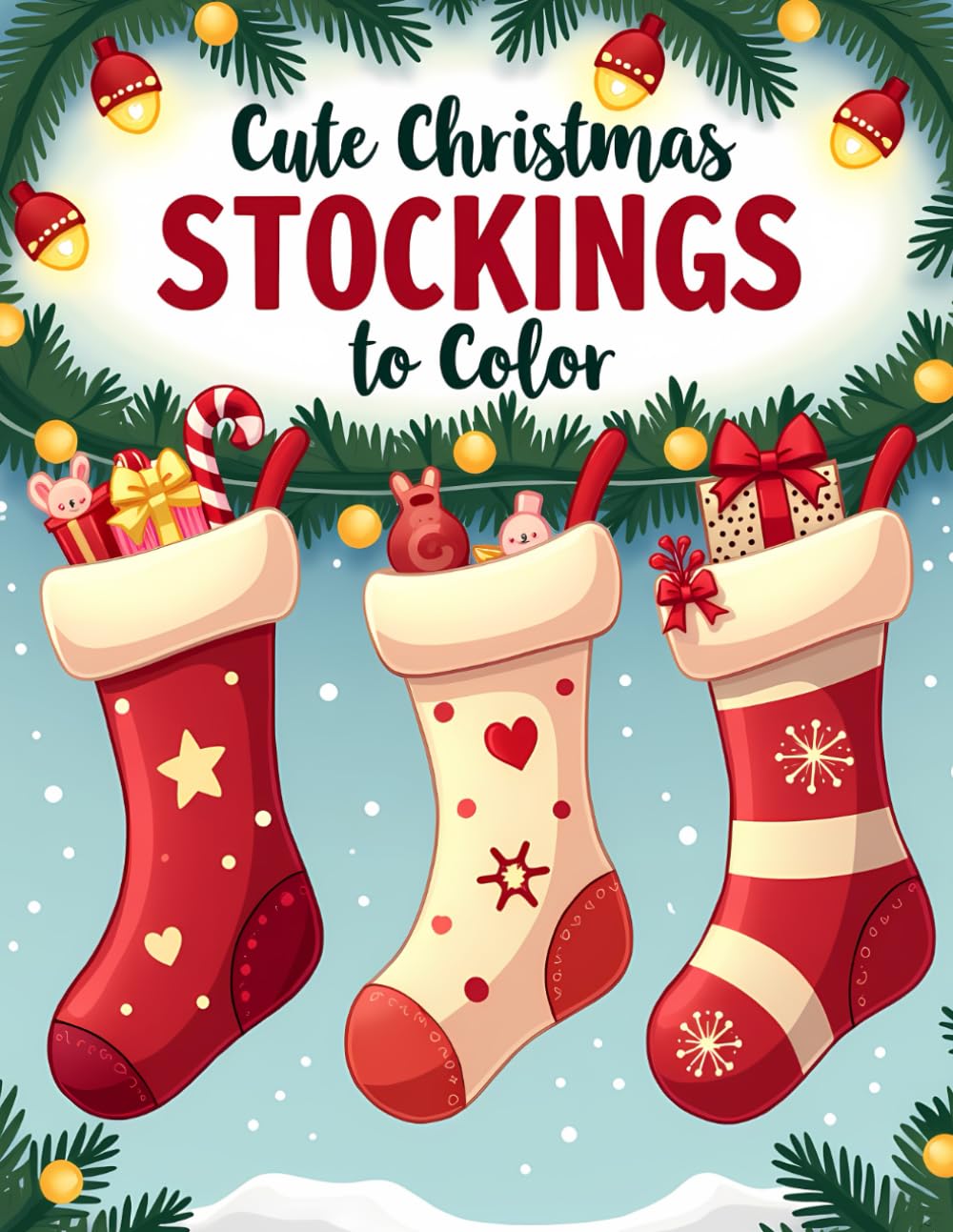 Cute Christmas Stockings to Color: Fun and Festive Holiday Coloring Pages with Adorable Stockings, Gifts and Winter Decorations for Kids