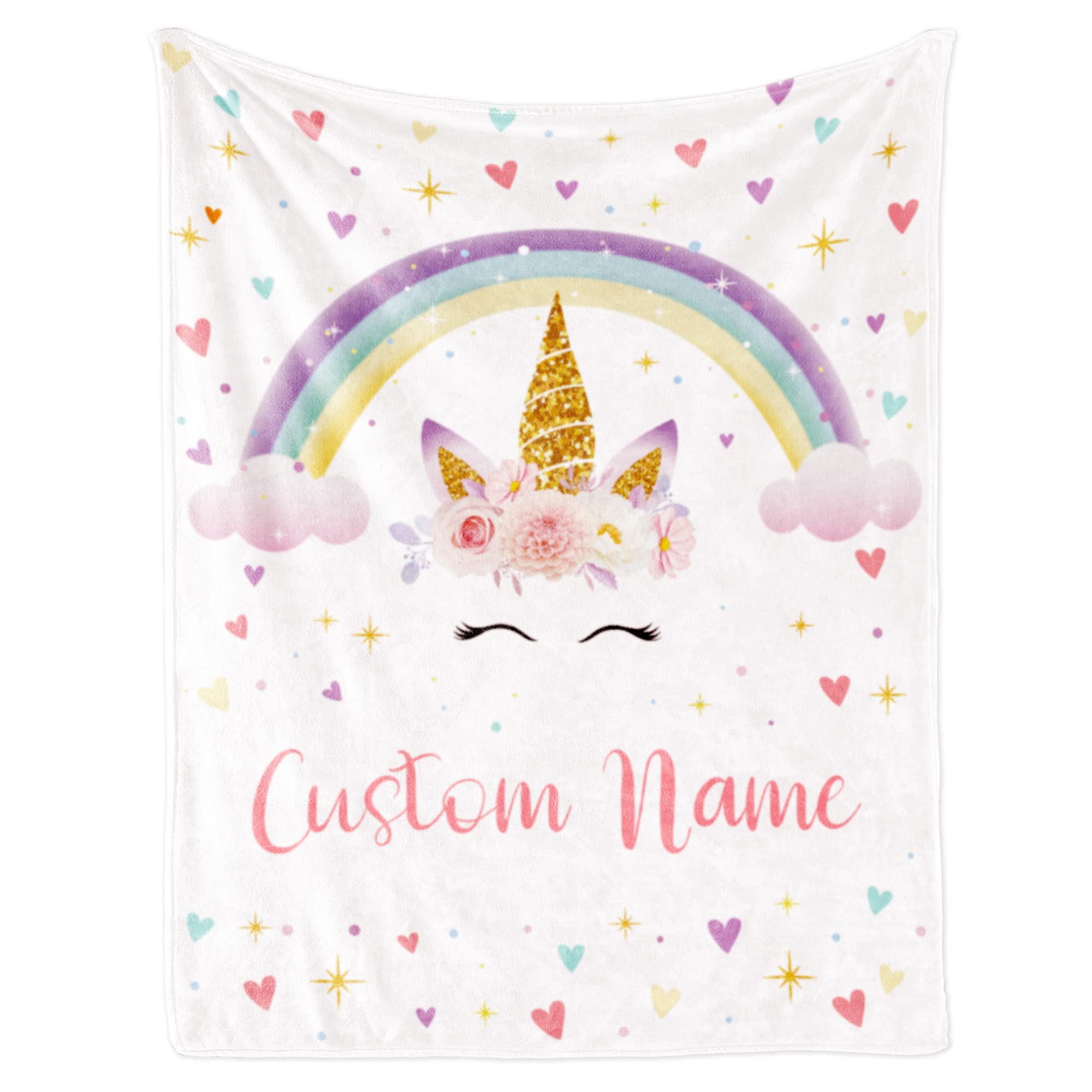 Personalized Horse Blanket with Name for Girl Custom Name Blanket for Kids