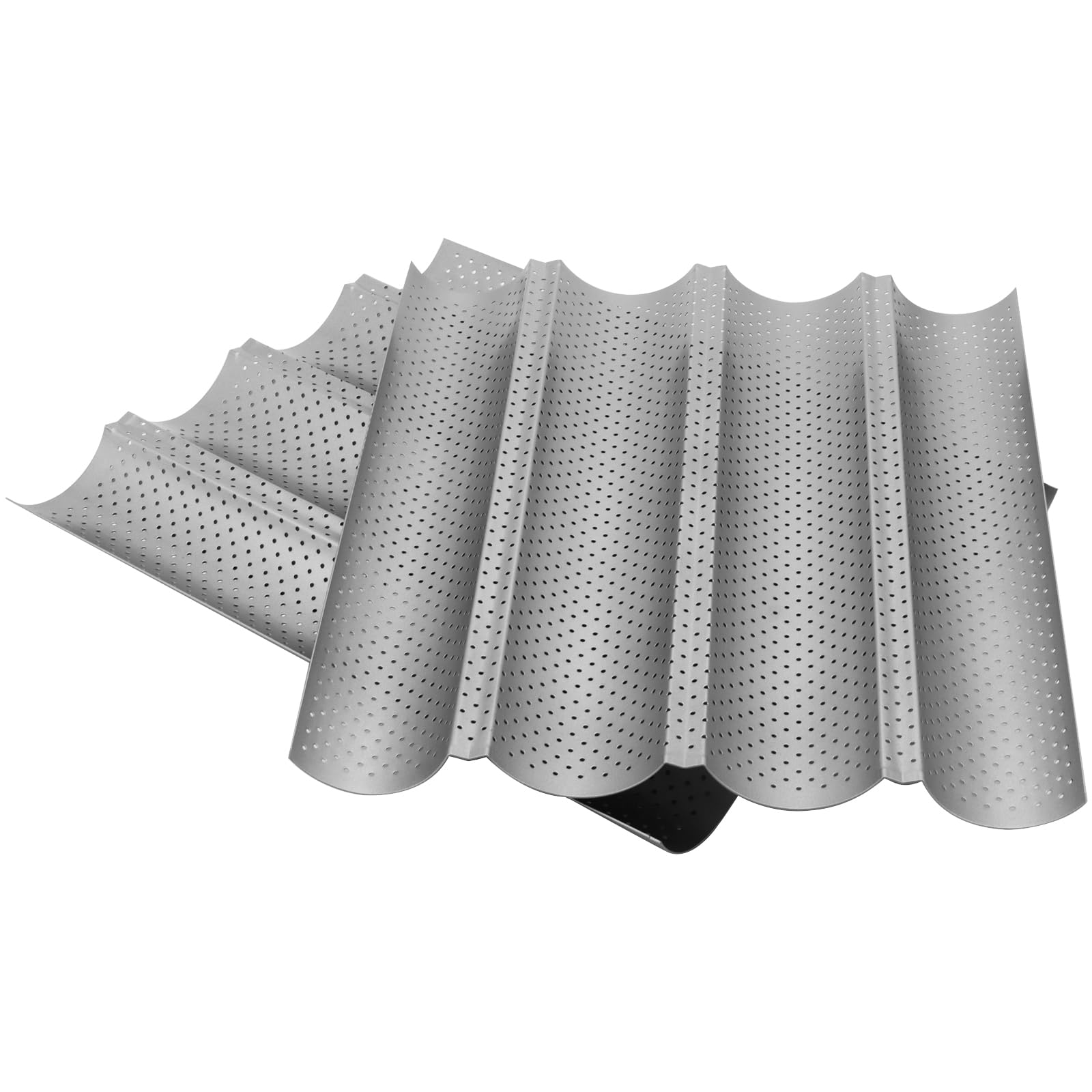 Lot de 2 Moule à Baguettes pour Four - Plaque à Pain Perforée Anti-Adhésif - 38 x 33 x 2,4 cm - Pour Baguettes, Pain Français, Pâtisserie
