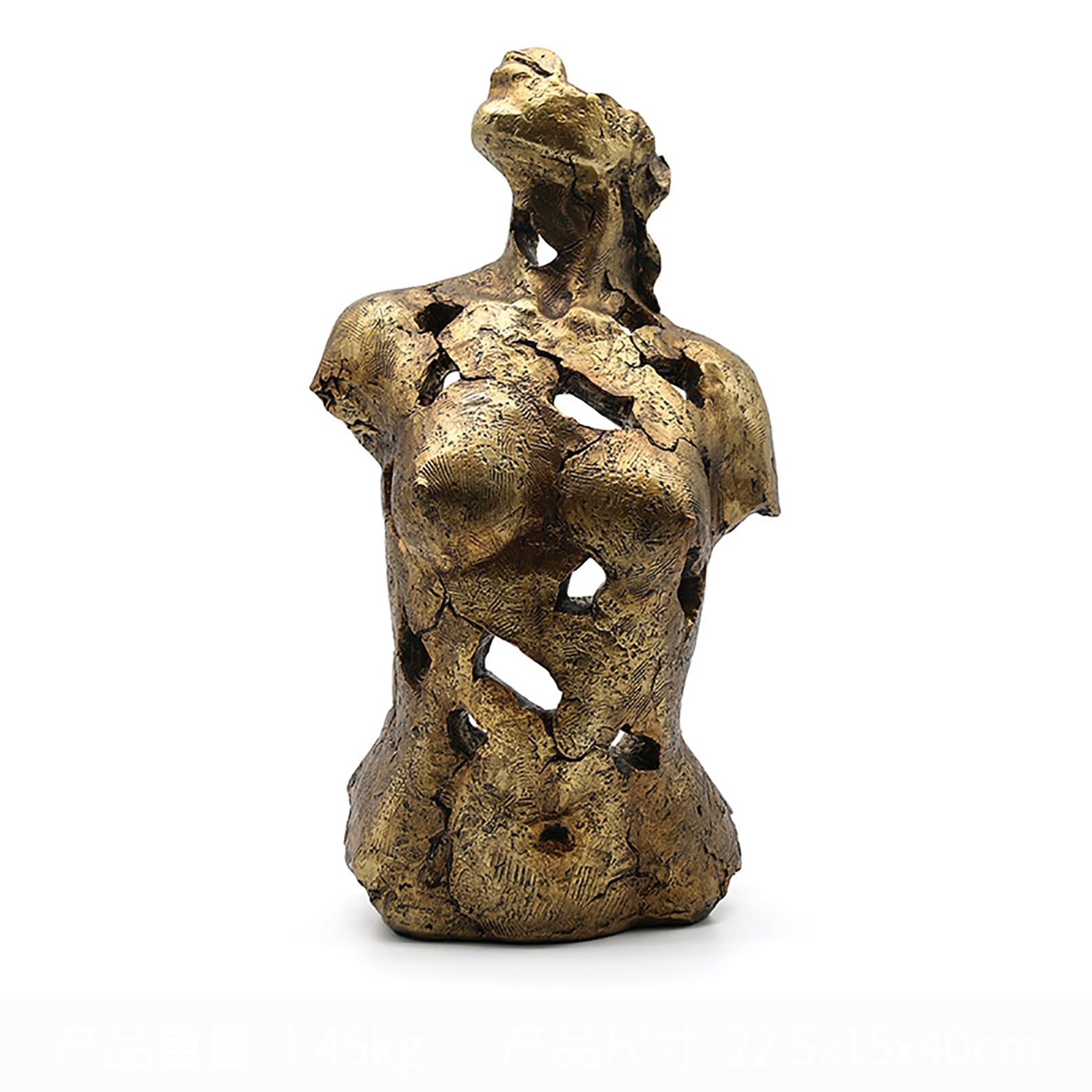 Pevfeciy Escultura abstracta moderna figura decorativa grande busto dorado decoración sala de estar escultura de resina H 40 cm/1,45 kg, sala de estar, dormitorio, oficina, decoración de estatua,