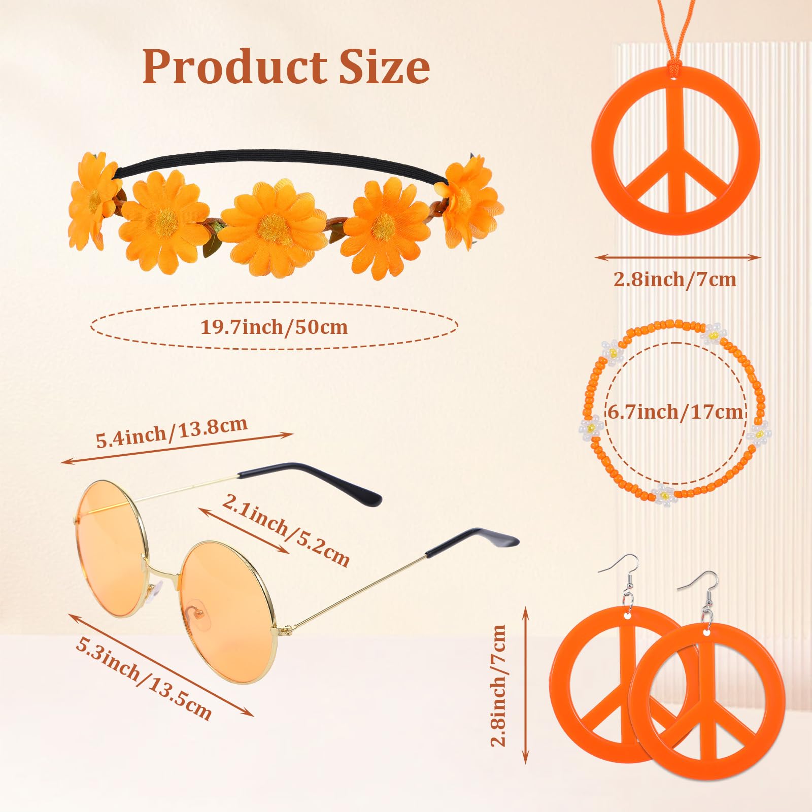 Hpmjz 6Pcs Hippie Costume Accessories Set - Image 2
