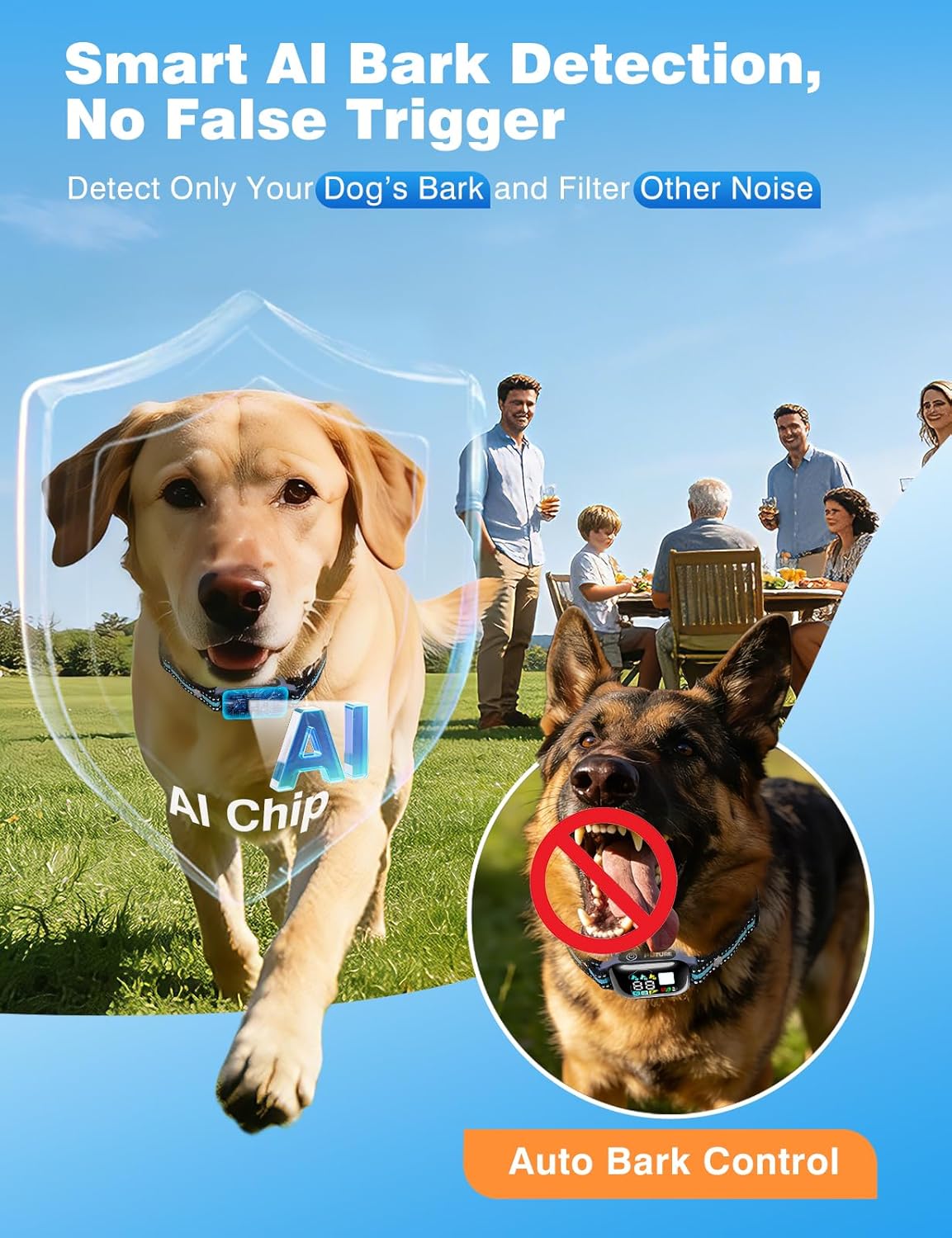 2-in-1 Dog Shock & Bark Collar Combo - New Updated Automatic Bark Collar & 3300Ft Remote Training Collar with 3 Training Modes for 7-120lbs Small Medium Large Dogs, IPX7 Waterproof E-Collar