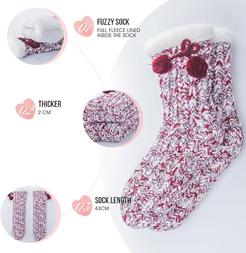 Miniatura 2 de MaaMgic - Pantuflas tipo media abrigadoras y mullidas para mujer, medias divertidas para invierno con antideslizante