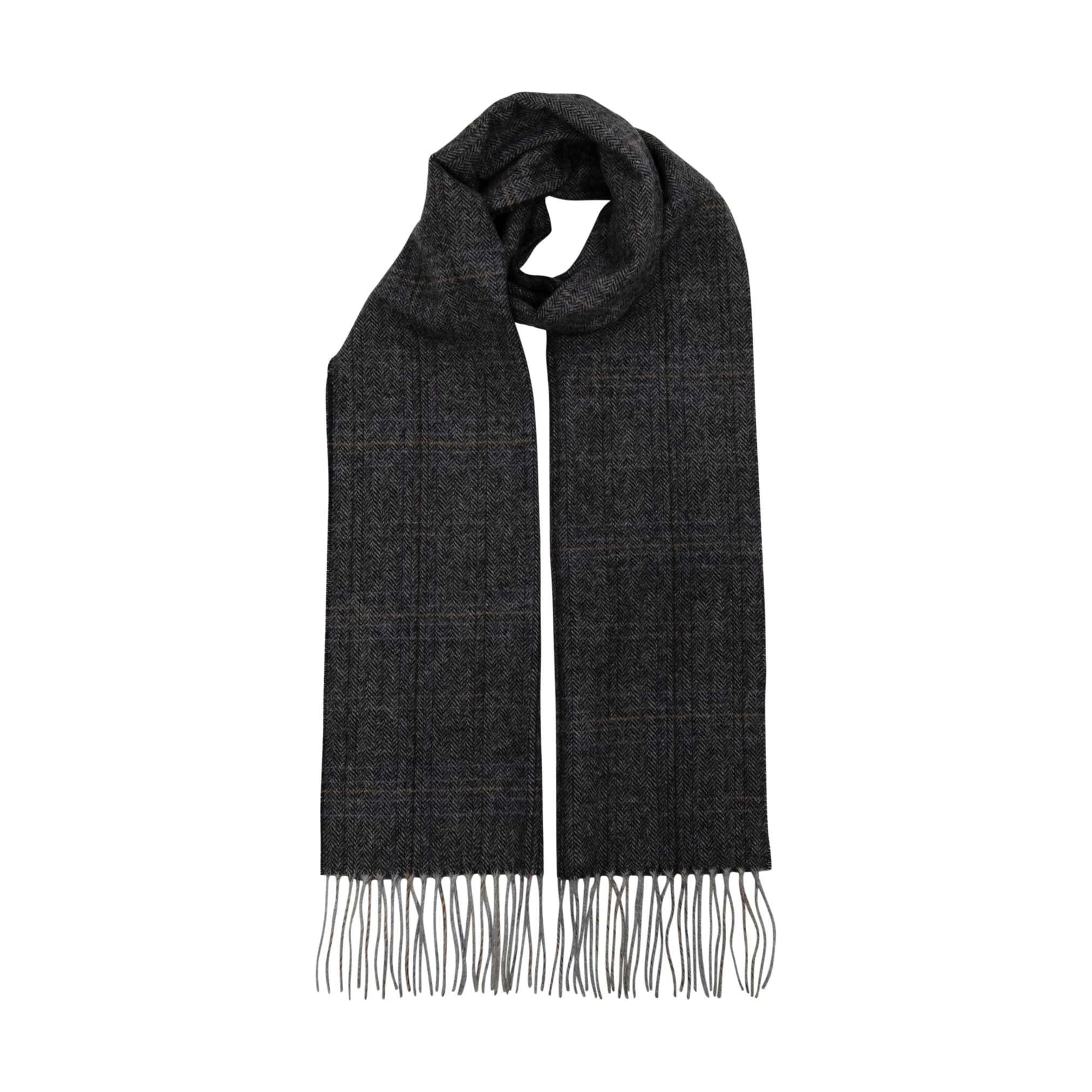 Heritage Traditions 100% Wool Scarf, Warm Winter Scarf, Accessories for Women (Grey Herringbone)
