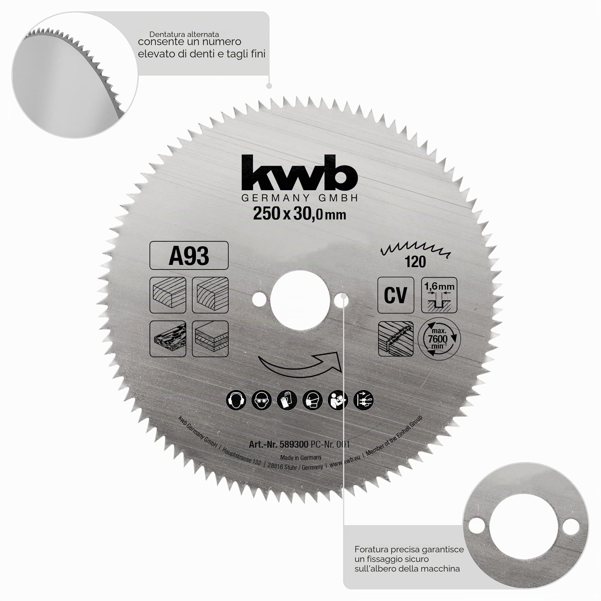 Kwb Lama Per Sega Circolare 205 x 18 mm, Made in Germany, Tagli Molto Fini, Adatta per Pannelli e Legno Profilato