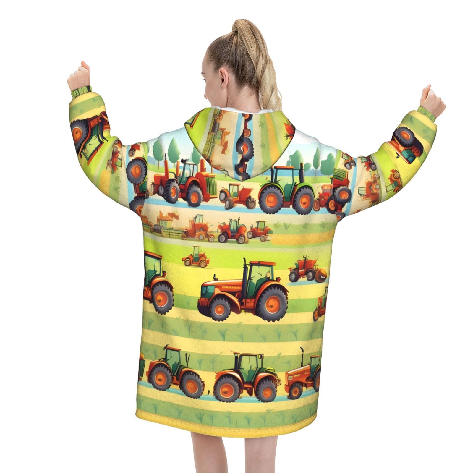 Traktor Farming tragbare Decke Hoodie für Erwachsene, Geschenke für Damen und Herren, Hoodie-Decke mit Tasche
