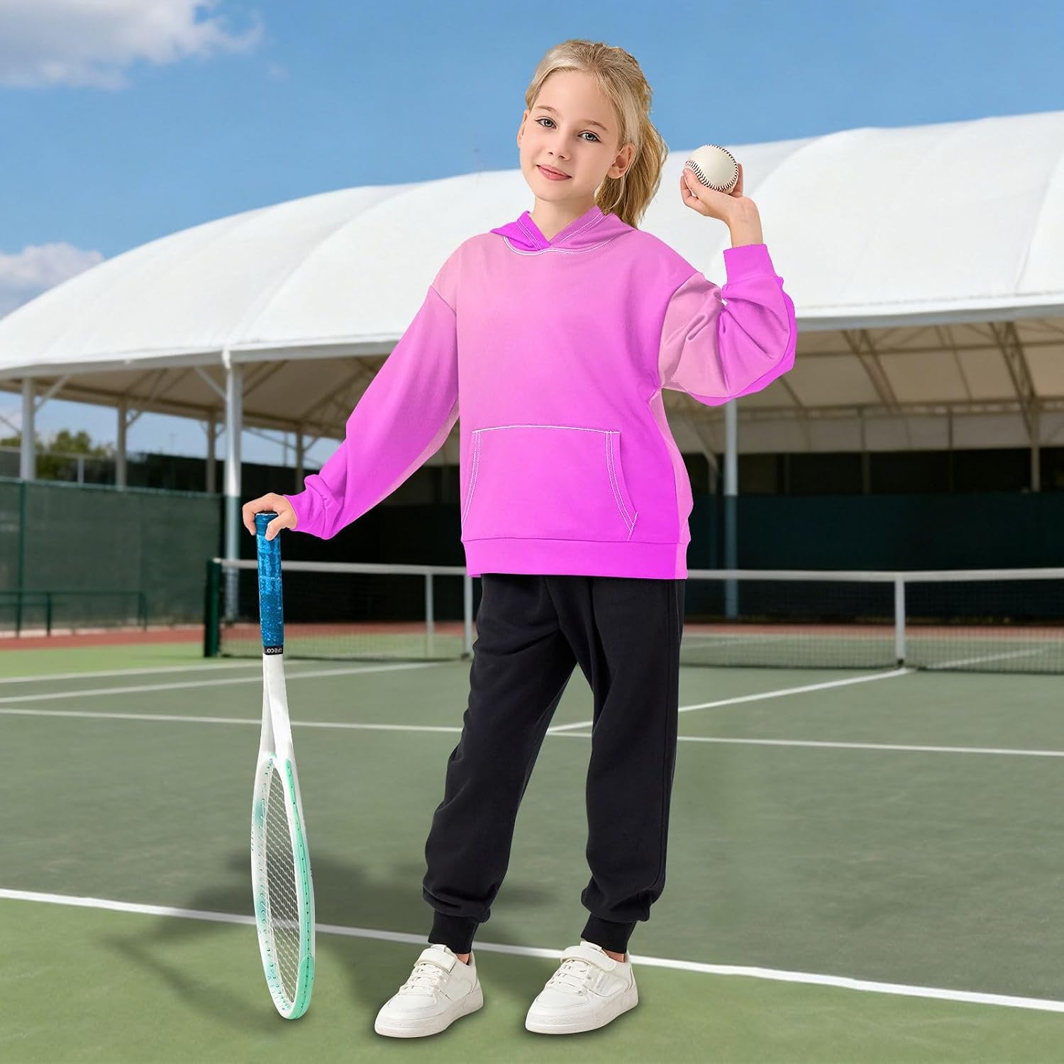 Rosy Purple Toddler Girls Pullover Hoodie Sweatshirt 4-14Y