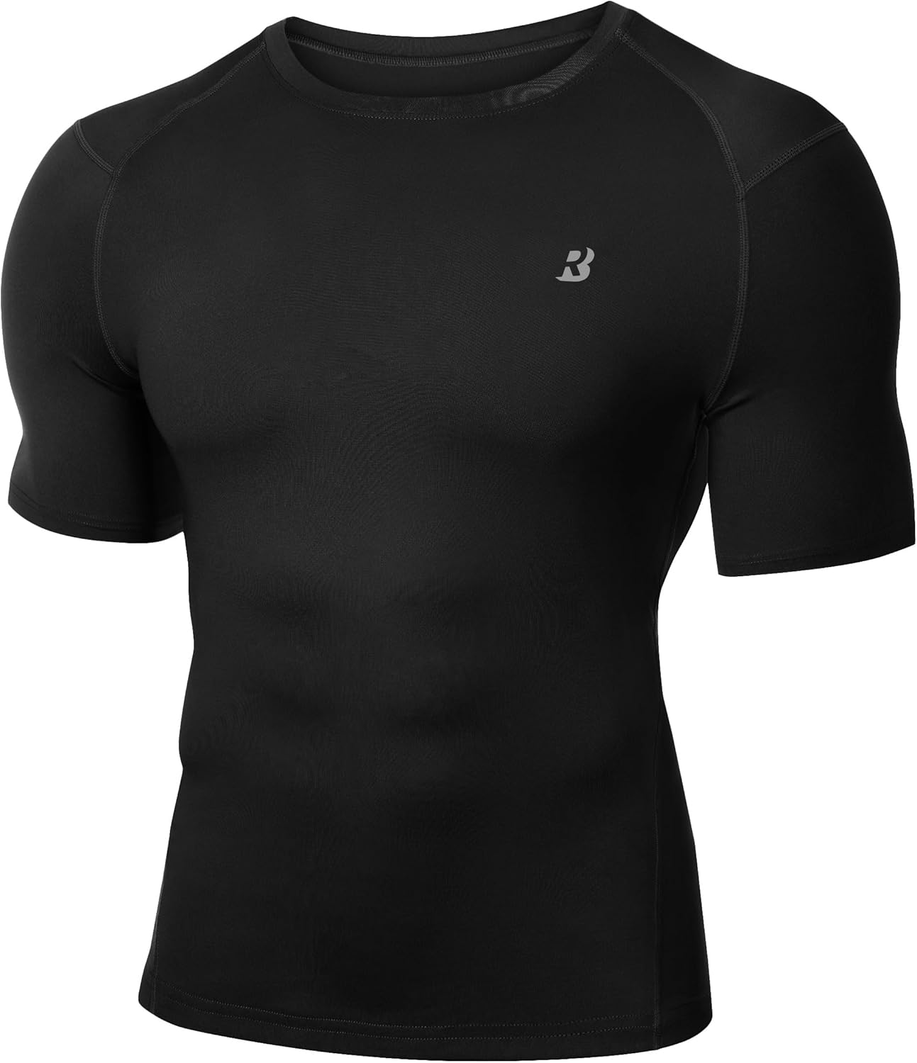 Roadbox Men's Compression Shirt Short Sleeve, Cool Dry Athletic Football Base Layer Tops, Sports Running Workout T Shirts