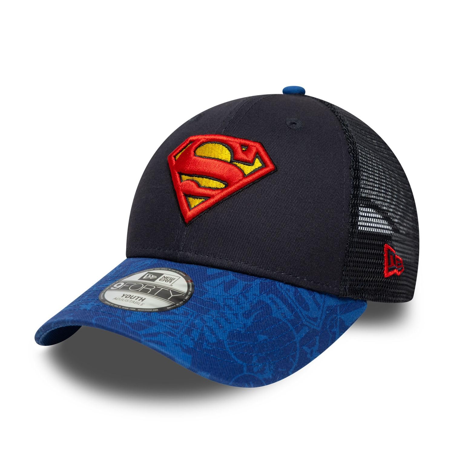 New Era Navy Kids 9Forty Trucker Mesh Cap - Superman - Youth