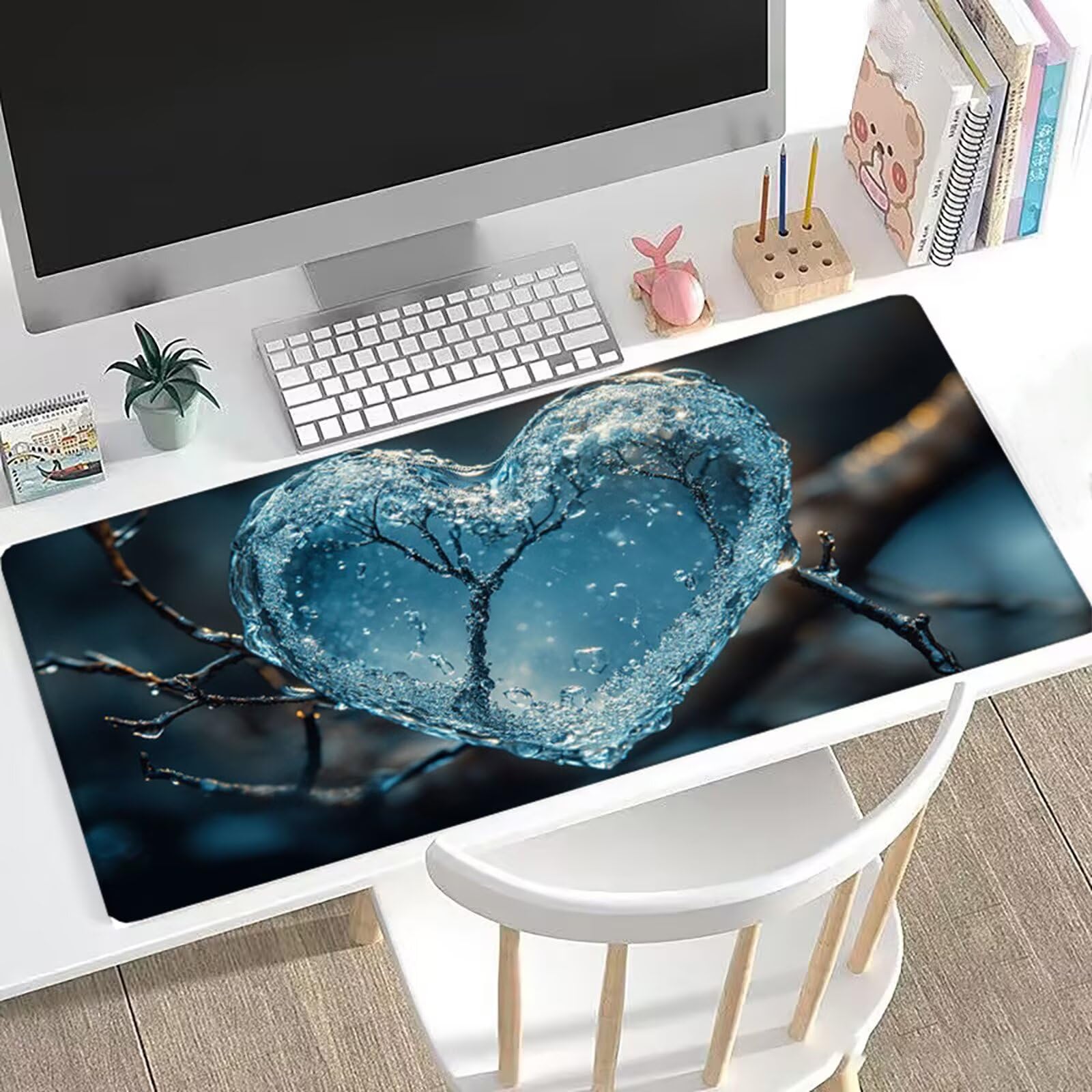 Alfombrilla Ratón XXL 150x80 cm Amar Mouse Pad Gaming Blanco Protector Escritorio, Precisión Velocidad Mejorada, Antideslizante Mousepad Superficie para Teclado, Jugadores, Accesorios Gaming H0-1021