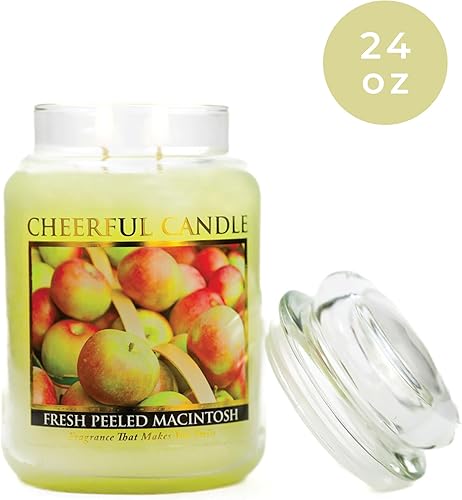 Miniatura 2 de A Cheerful Giver - Vela en tarro de vidrio perfumada de Macintosh recién pelado (24 onzas) con tapa y fragancia fiel a la vida, fabricada en Estados