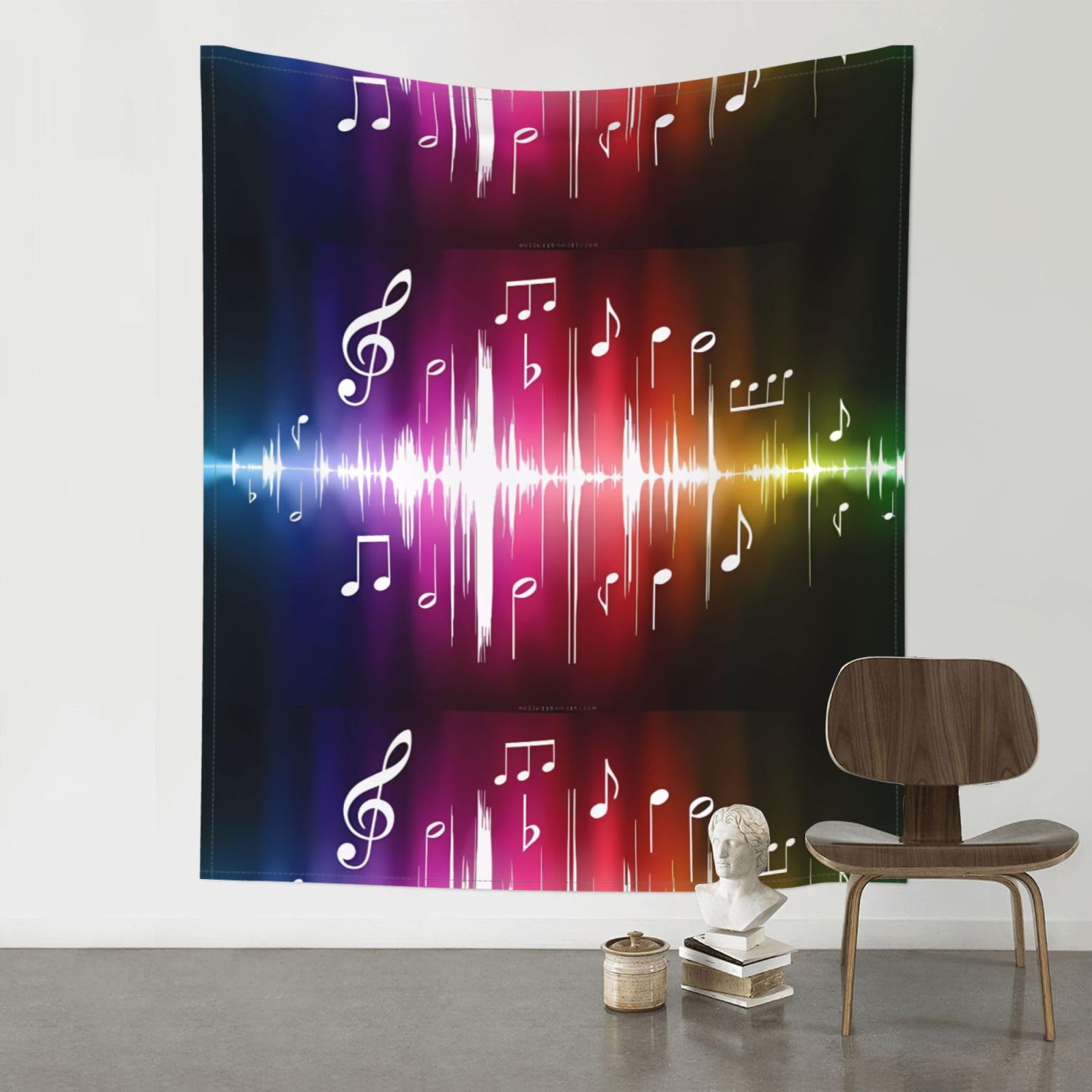 WHJSHOP Music Prints Original Wall Tapestry 60x51in – Boho Throw Blanket for Dorm Decor, Beach Picnic, & Bedroom Layering
