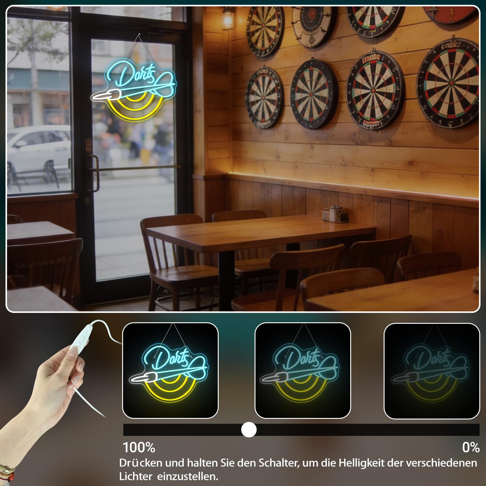 Horseneon Dart Neonowy szyld, Darts Bar Led szyld, Dartowa tarcza reklamowa na ścianę, neonowe szyłd LED do gry, neonowy szyłd do gier do gry w pokoju, pubu, domu, baru, klubu, kryjówki dla mężczyzn