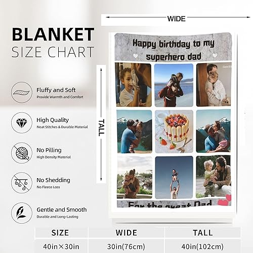 Miniatura 5 de Manta personalizada con foto y texto personalizado, manta para papá con imágenes de regalo para bebés, amigos, amantes y mascotas, manta