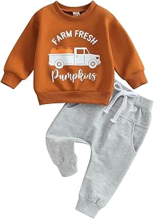 Thorn Tree Halloween Baby Boys Clothes Set Long Sleeve Pumpkin Sweatshirt Top Solid Pocket Pants 6 12 18 24M Outfits
