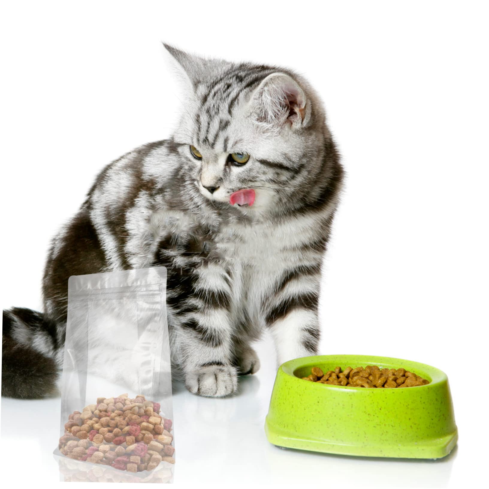 Abaodam 30Pcs Resealable Pet Food Bags Durable Self Sealing Cat Snacks Dispenser Transparent Food Pouches for Biscuits Treats and More Convenient Storage