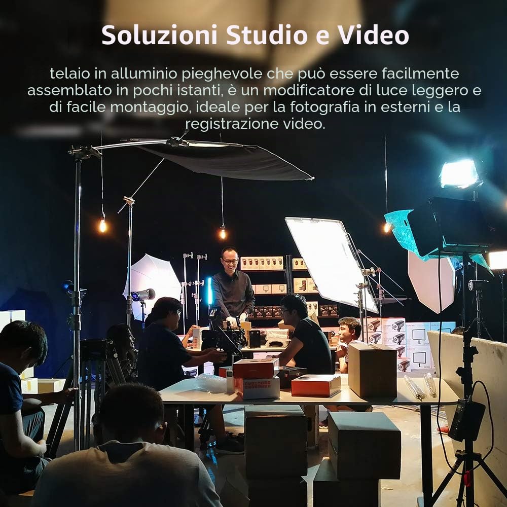 AMBITFUL 60 x 90 cm, Riflettore diffusore 5-in-1 grande Sun Scrim Nero Argento Oro Bianco con cornice in lega di alluminio per fotografia