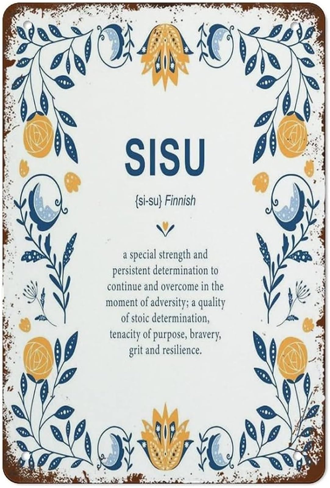 MQXFCZUX Vintage Finnish Sisu Definition Nordic Metal Tin Sign for Home Bar Cafe Kitchen Farmhouse Wall Hanging 8 X 12 in