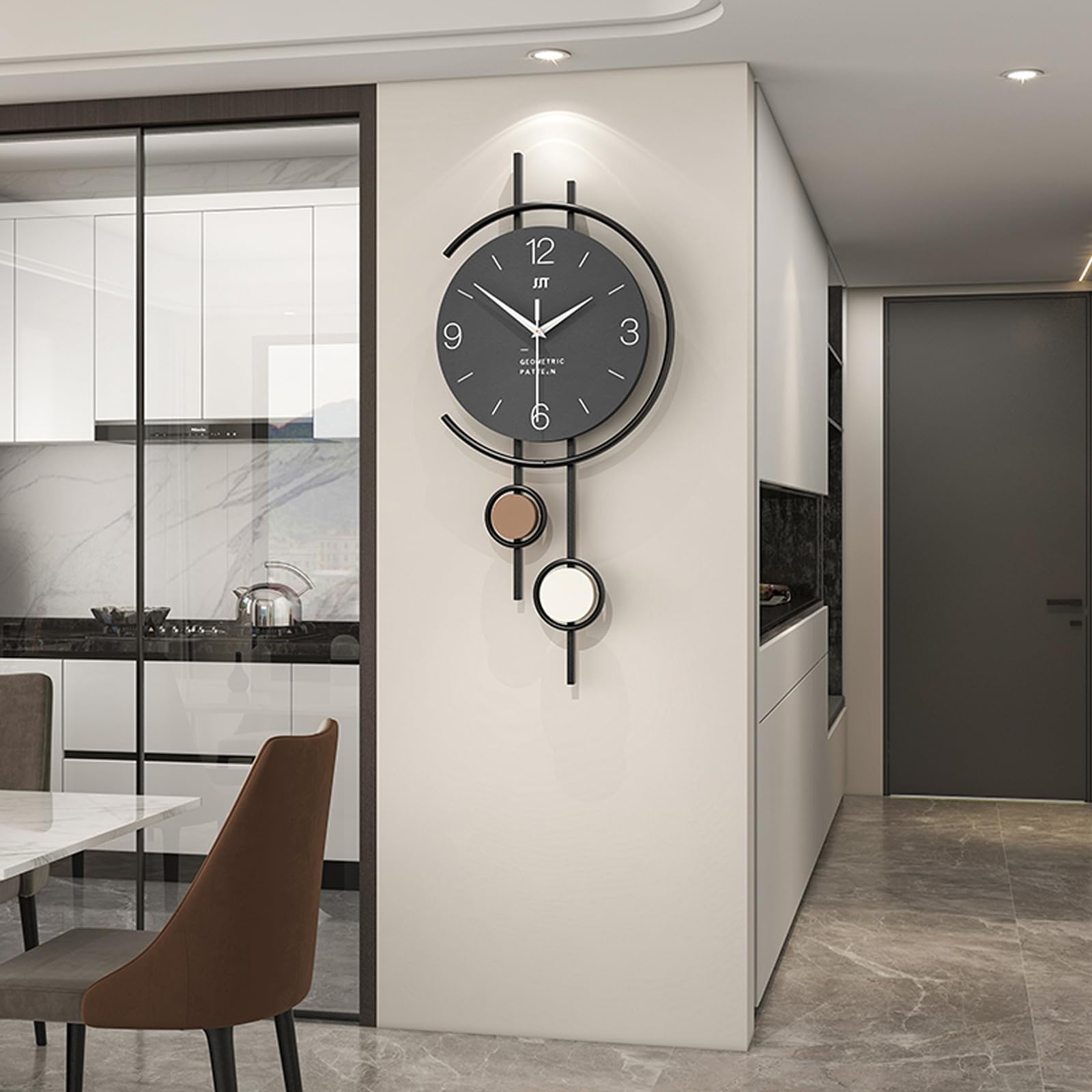 Große Schwarz Wanduhr für Wohnzimmer Minimalistisch Dekorative Moderne Metall Wanduhren Lautlos Ohne Tickgeräusche Batteriebetrieben für Küche Büro Schlafzimmer, 31x68cm