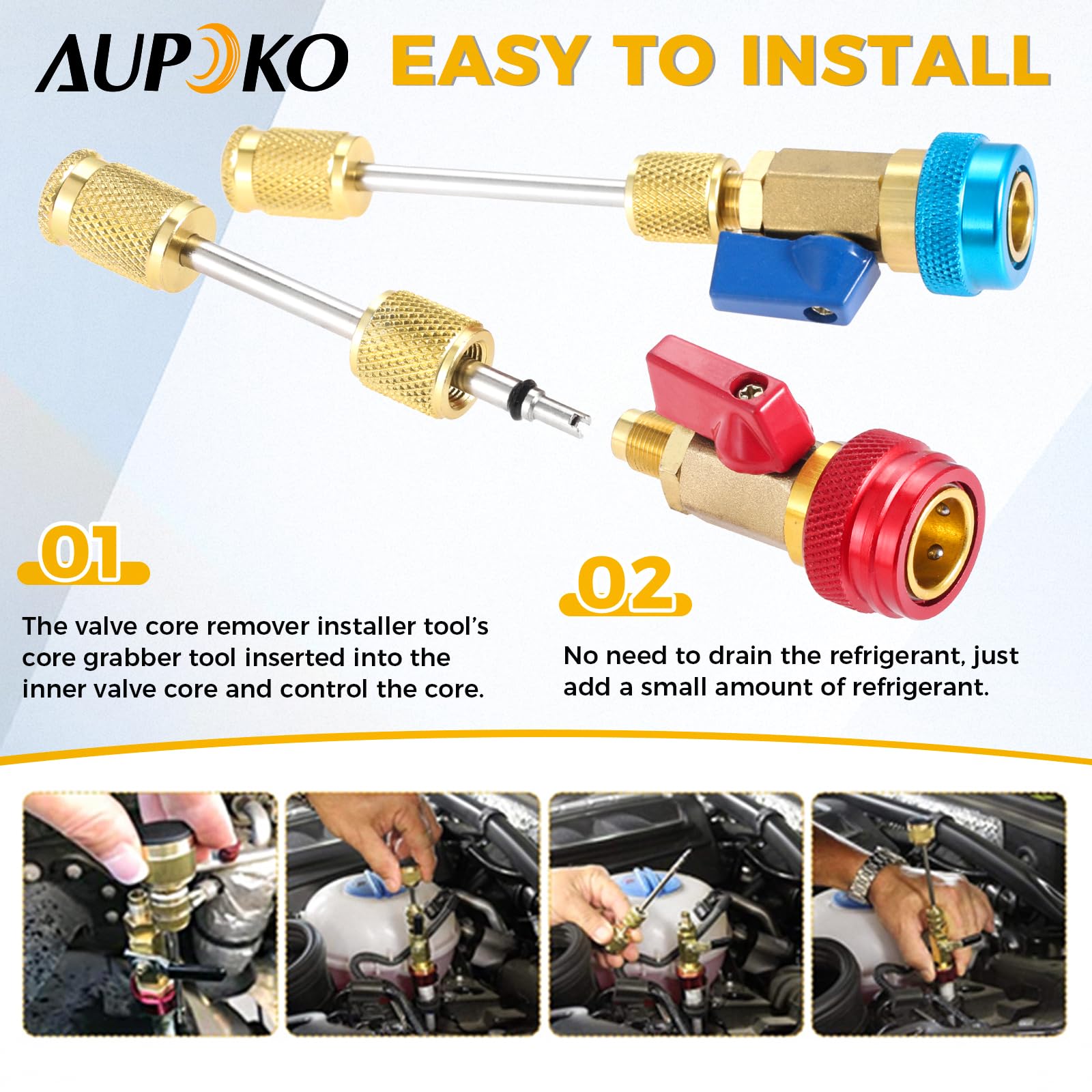 BOXOB Ensemble D'outils De Retrait De Tige De Valve De Pneu, Extracteur De Noyau De Valve 4 En 1