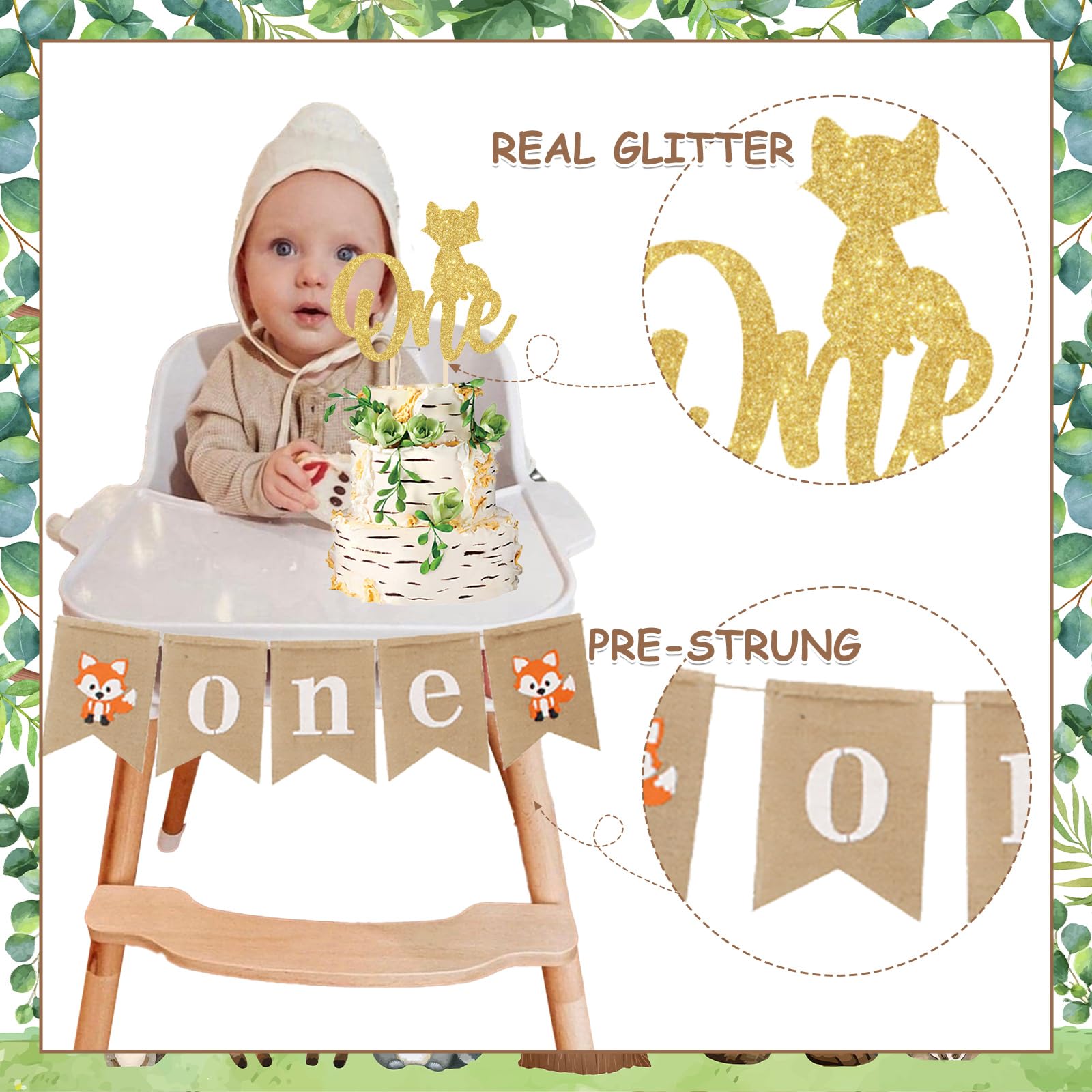 Creative Party Striscione Compleanno Wild One Woodland, 2,4 M Con Animali Del Bosco E Gagliardetti, Multicolore - 5