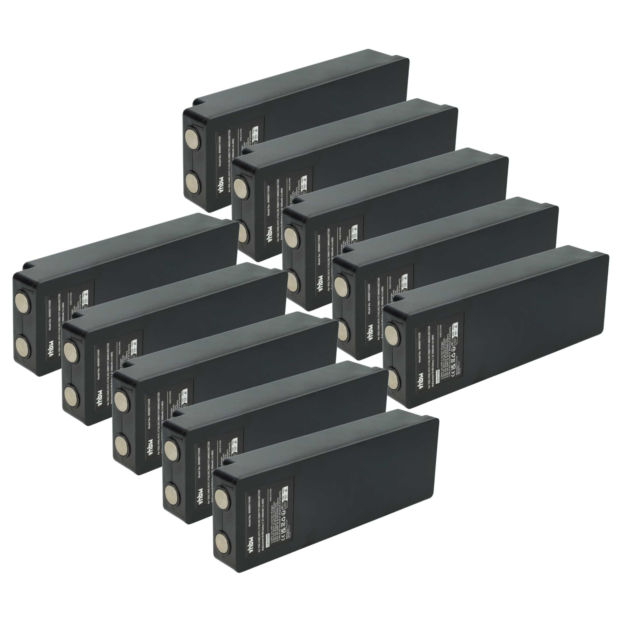 vhbw 10 x zamiennik baterii Scanreco EEA2512, EEA4404, IM6024, 708031757 do sterowania radiowego, pilot zdalnego sterowania (2000 mAh, 7,2 V, NiMH) - czarny