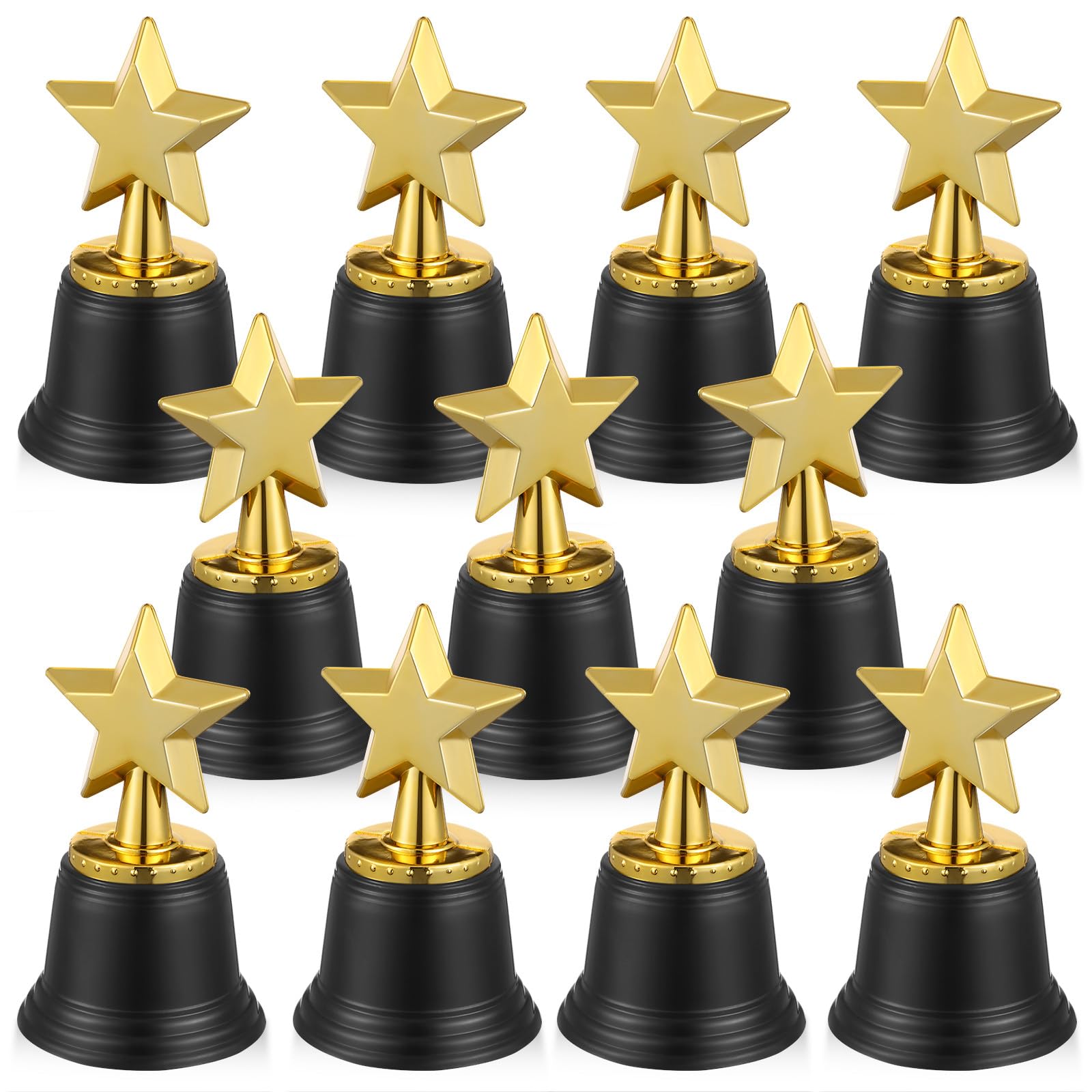 Trofeo de Plástico Mini de 11,5 Cm en Forma de Estrella de Cinco Puntas, Pack de 20 Piezas para Decoración de Trofeos en Fiestas y Premios Escolares, Juguete Reutilizable