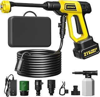 Cordless Portable Washer, Battery Operated Handheld Washer with 21V Battery & Charger, 1520 PSI, 6-in-1 Nozzle, Foam Pot, 23FT Hose, Car Washer for Home Garden Patio Driveway