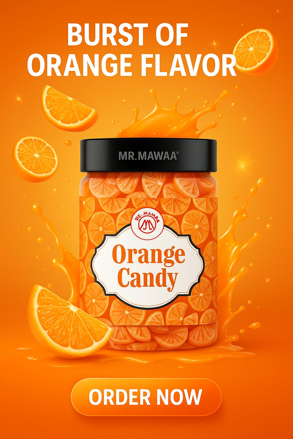 Mr. Mawaa Orange Candy - Sweet & Tangy Fruit Flavored Candy Bites | Ideal for Kids, Gifting & Snacking | Jar Pack 2