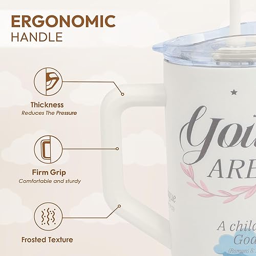 Miniatura 3 de Tamarac Regalos cristianos para mujeres, vaso de inspiración de 40 onzas con asa y tapa con pajilla, taza de café de viaje de acero inoxidable con