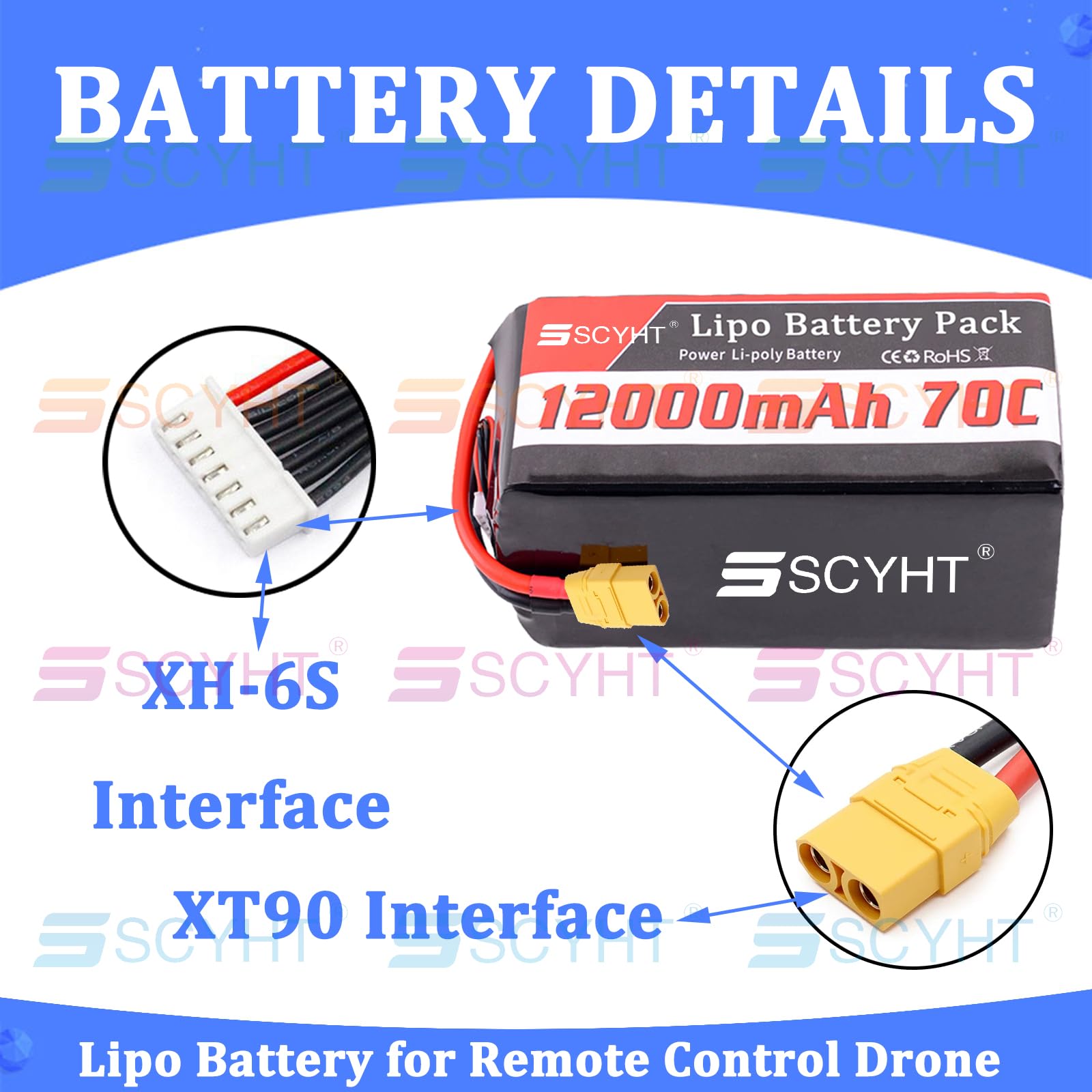 11,1 V 14,8 V 22,2 V Batteria droni 70C con BMS
