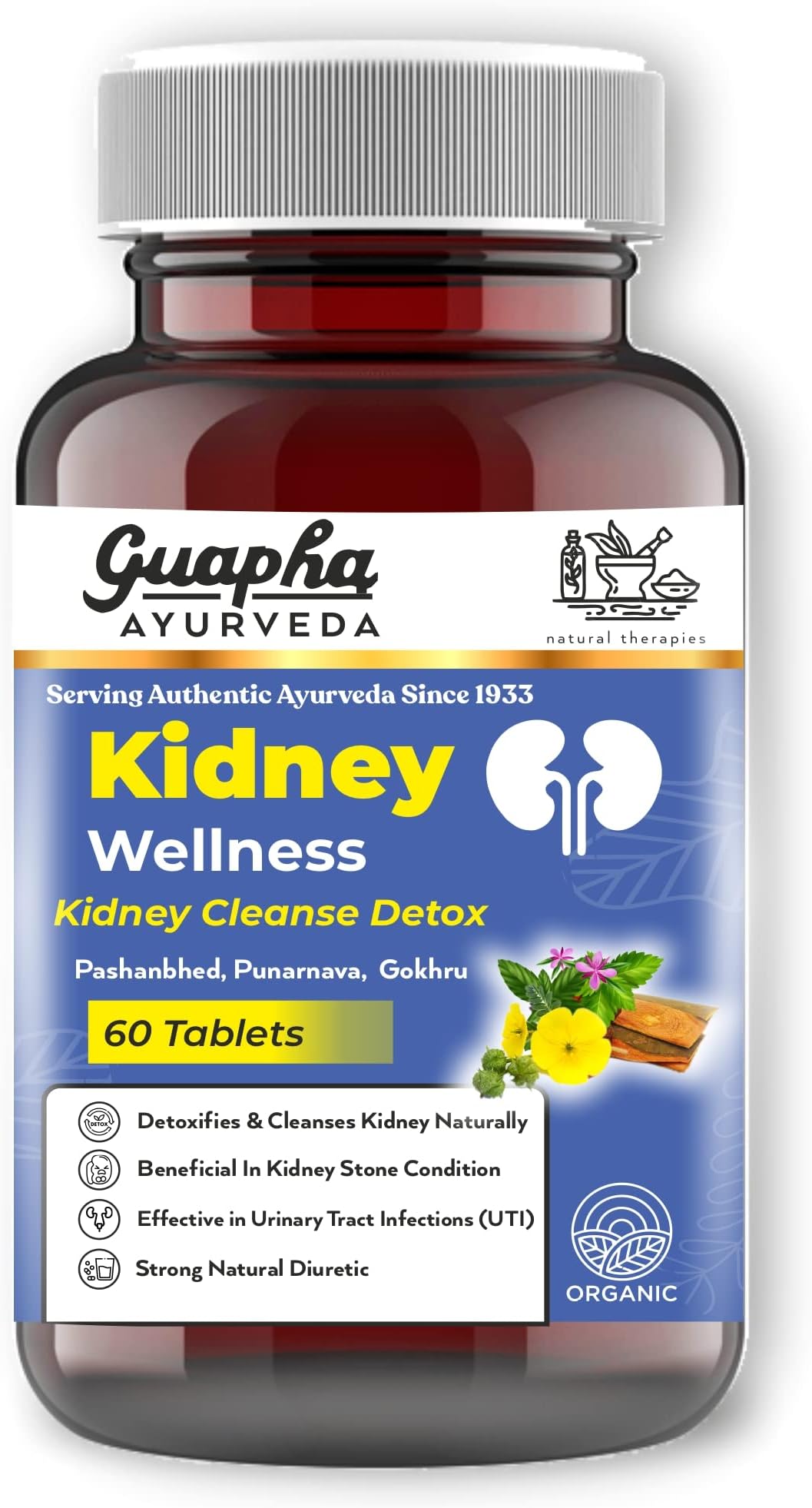 - Kidney Wellness|Kidney & Bladder Cleanse Detox|Urinary Tract Infection (Uti)|With Herbal Extracts Of Pashanbhed,Palash Pushp,Punarnava,Gokhru|Pack of 60 Tablets |