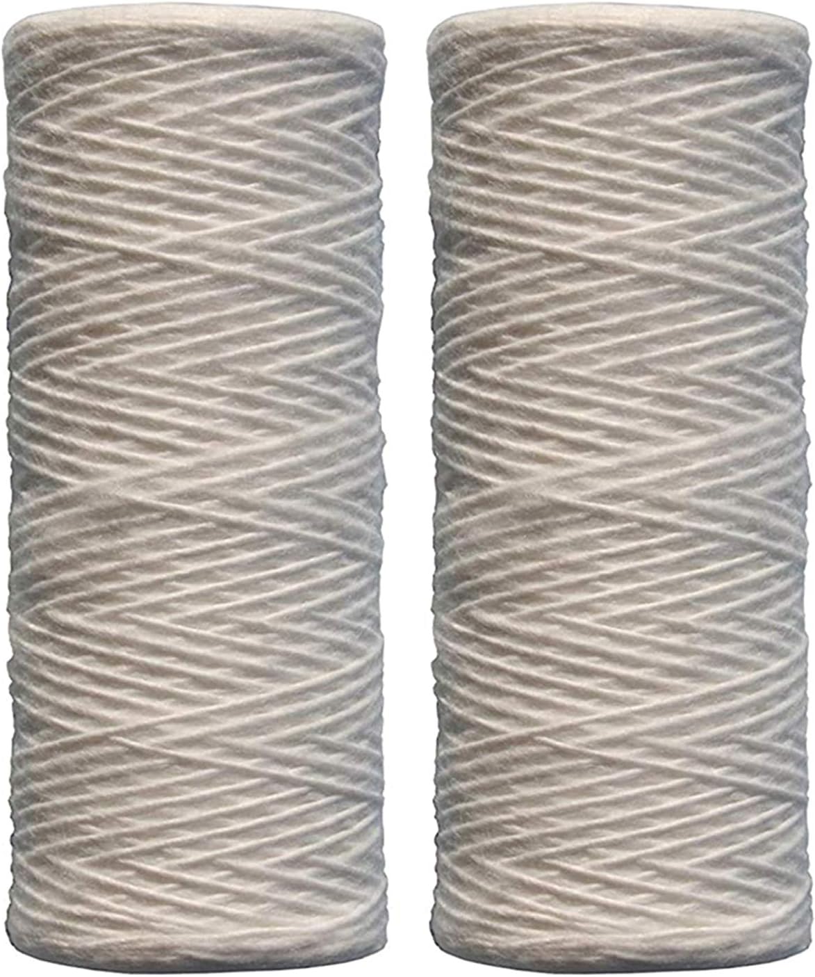 CFS - 4.5 x 10 Inch String Wound Sediment Water Filter Cartridge PWF4510SW, High Efficiency, Long-Lasting Replacement for Standard Big Blue Housings - Pack of 2