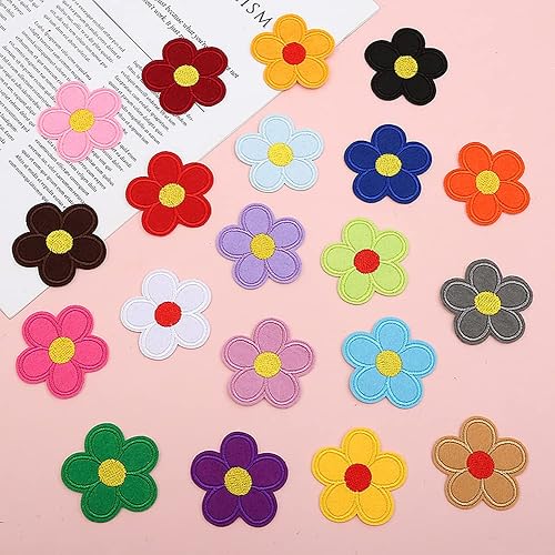 Miniatura 3 de MISDONR 70 parches bordados para planchar para ropa, estilos surtidos, flores, corazón, estrellas, parches para chaquetas, jeans, mochilas