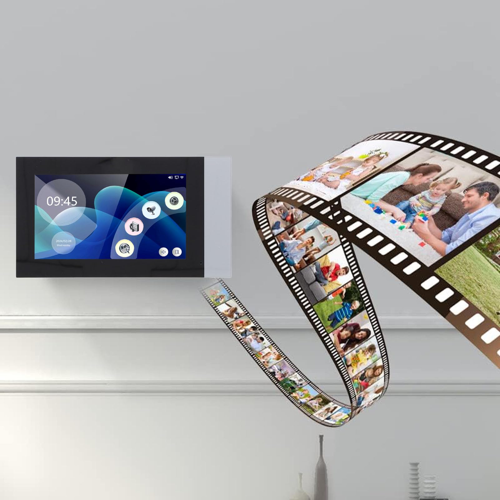 Pongnas Videocitofono Wireless, Touch Screen 2 MP 7 Pollici, Visione Notturna Bidirezionale, Protezione IP65, Adatto per Appartamenti e Ville, Compatibile con L'app (Spina europea)