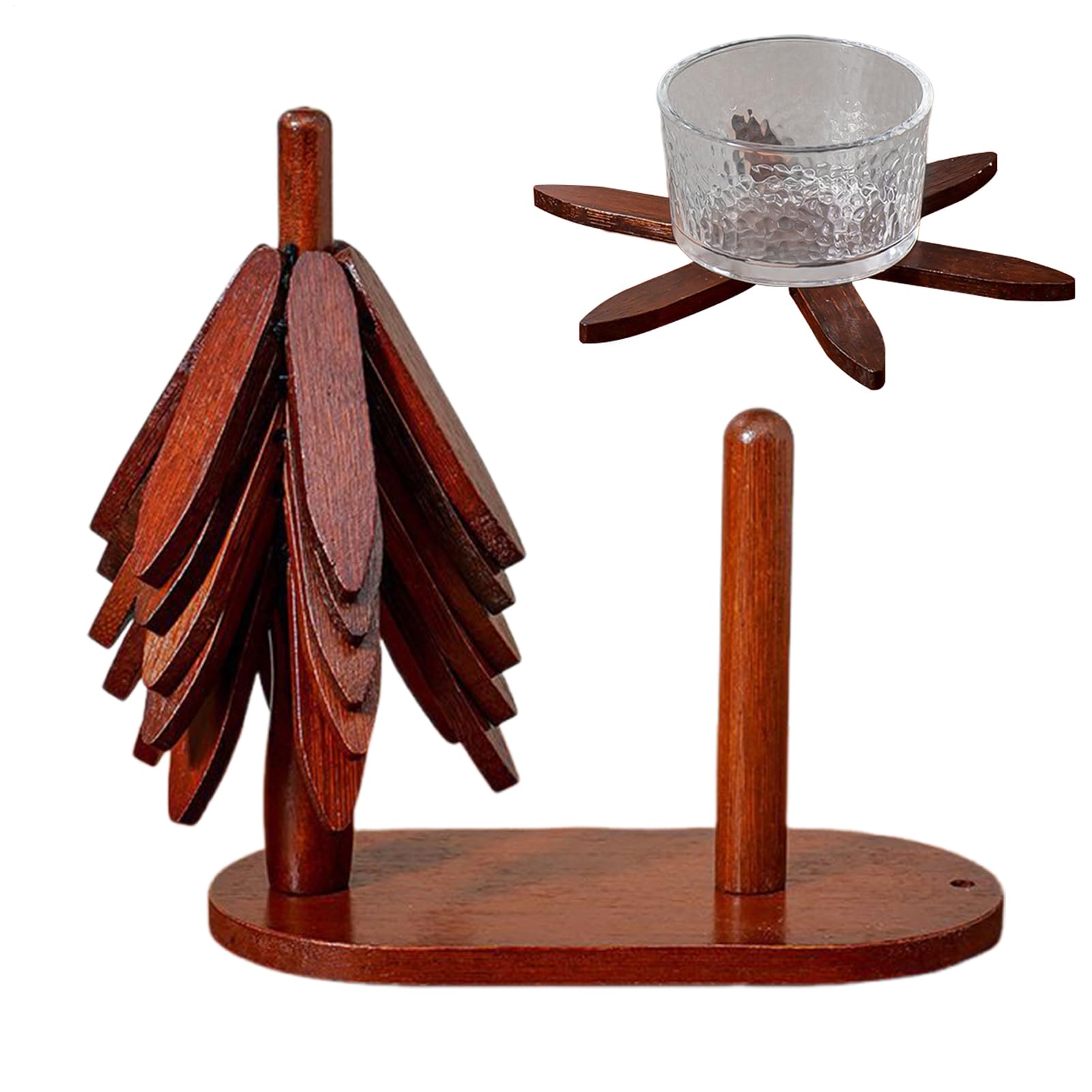 Set De Dessous De Plat En Bois Dessous De Verre Isolant En Bois | Set de Dessous-de-Plat Cuisine pour Cuisine Maison Noël Ustensiles Poêle Casserole Théière Plats Chauds Bol