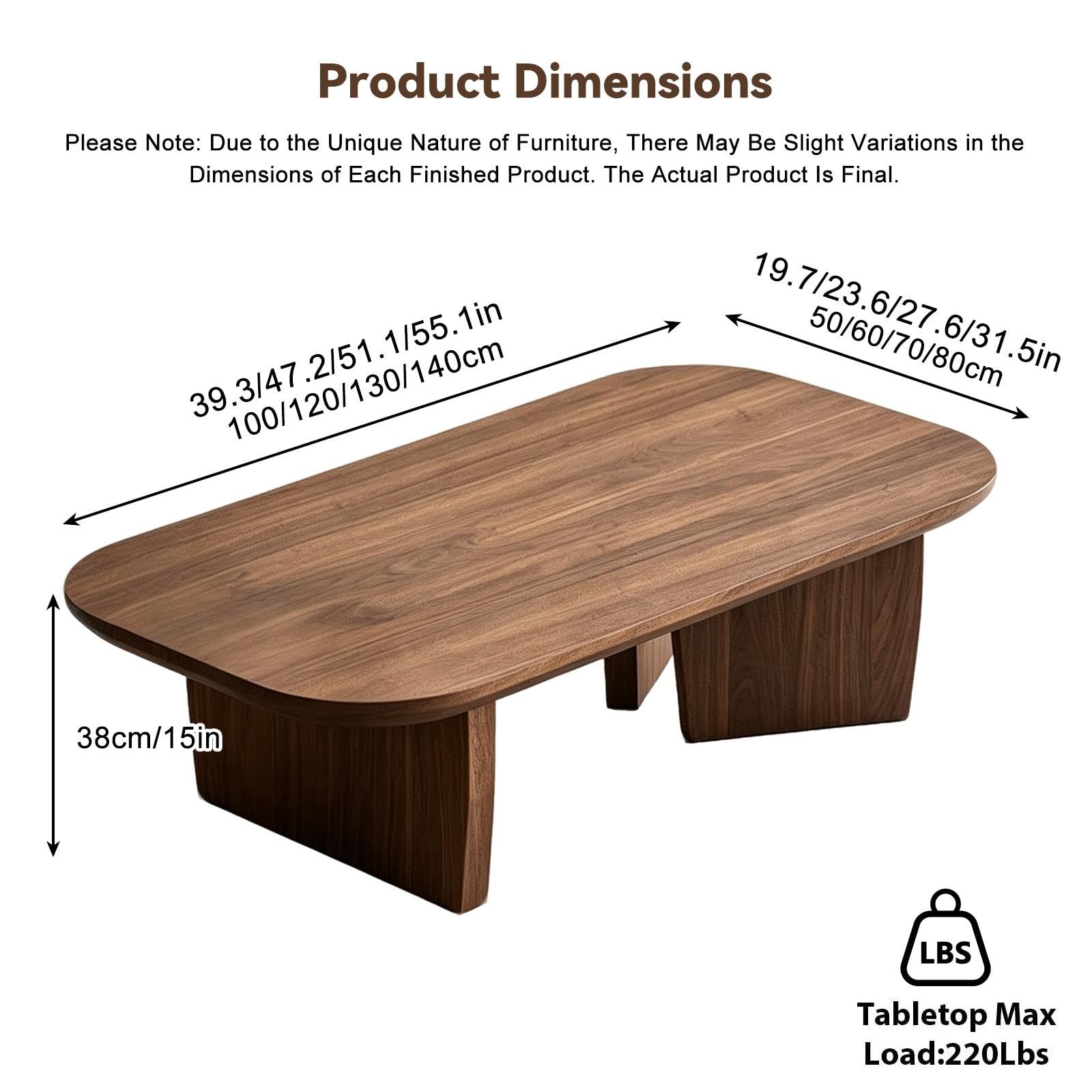 Mesa De Centro Rectangular Natural, Mesa De Sofá Madera Pino