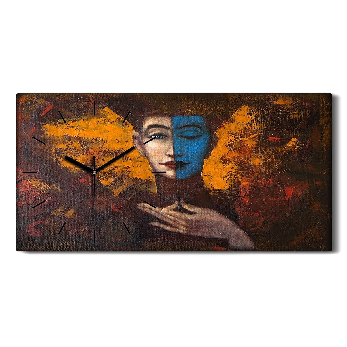 Horloge sur Toile Art Moderne 60x30cm Portrait de Fille