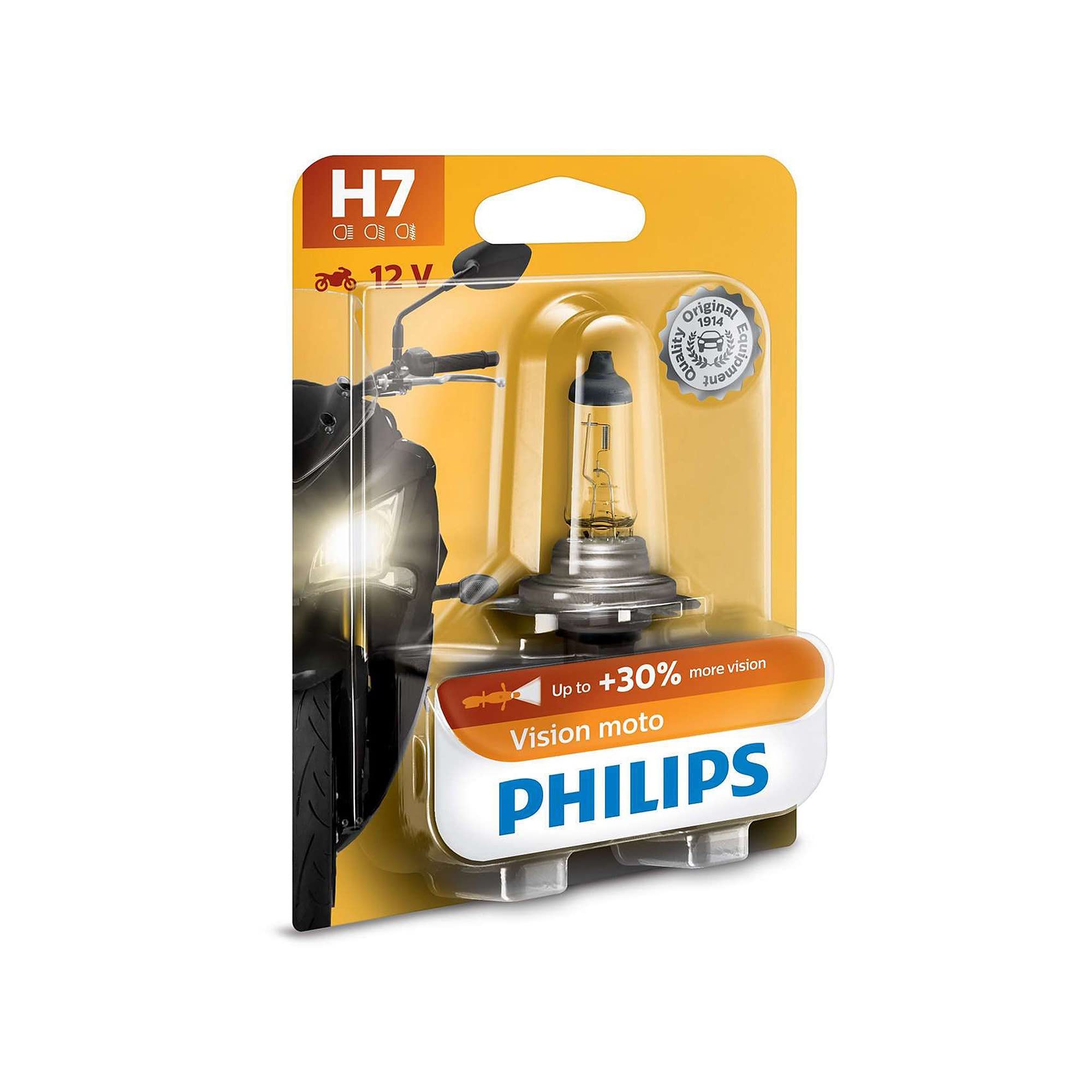 Philips 12972PRBW Vision Moto H7 Motorrad-Scheinwerferlampe, 1er Blister, Klar