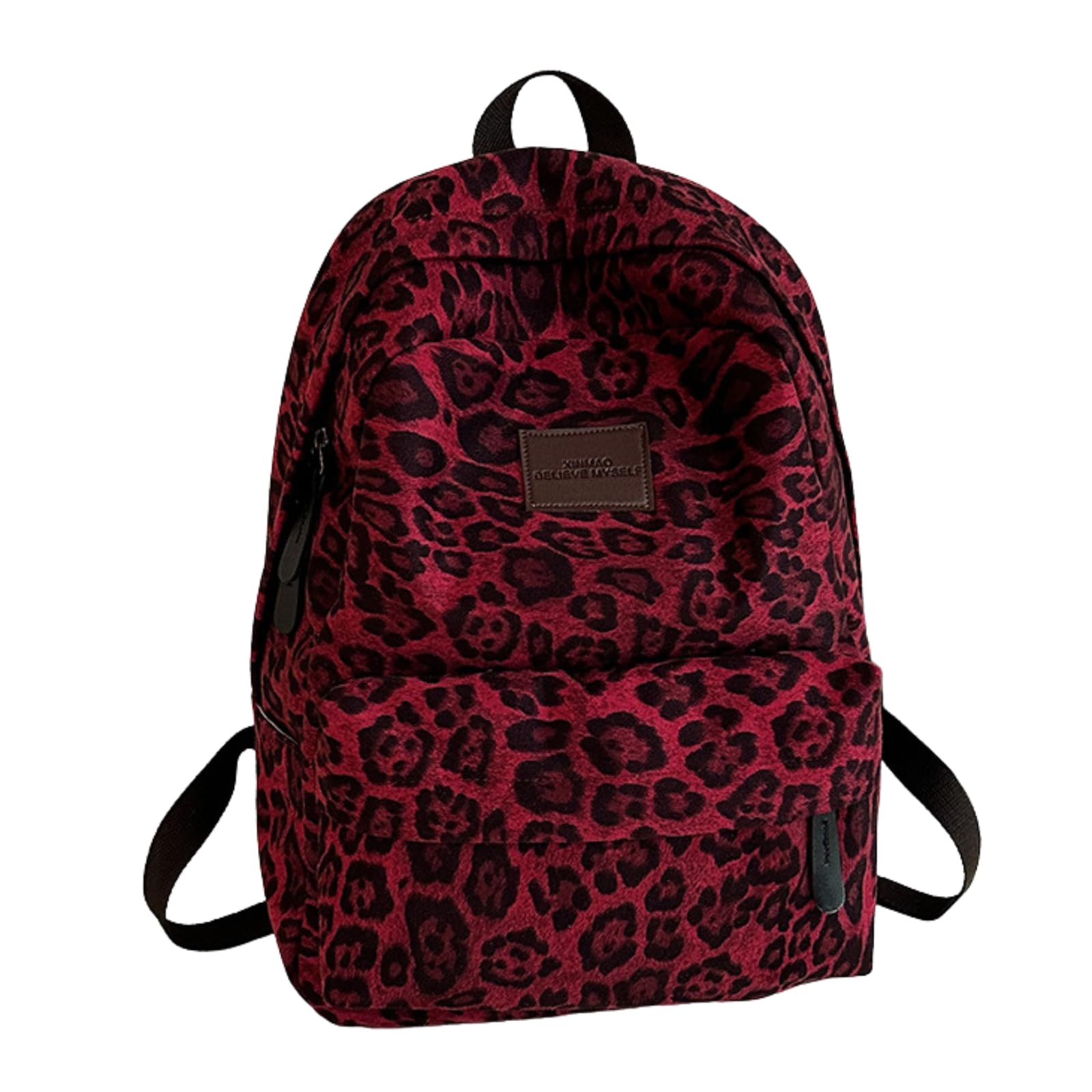 HOKMAH Fashion Cheetah Backpack Shoulder Bag, Trendy y2k Design Daypack Bookbag Leopard Print Coquette Purse Women Men Daily (Red)