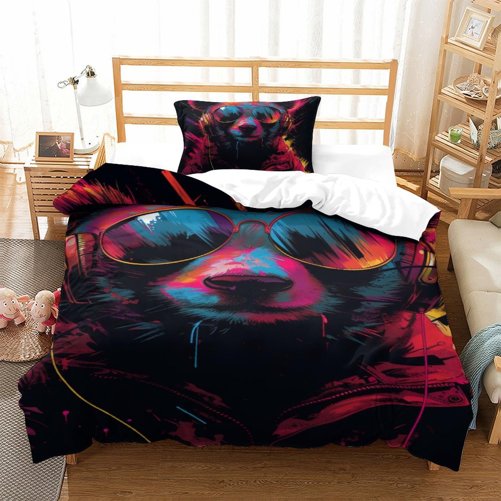 Housse de couette ours polaire microfibre 135x200 cm pour lit enfant avec taie